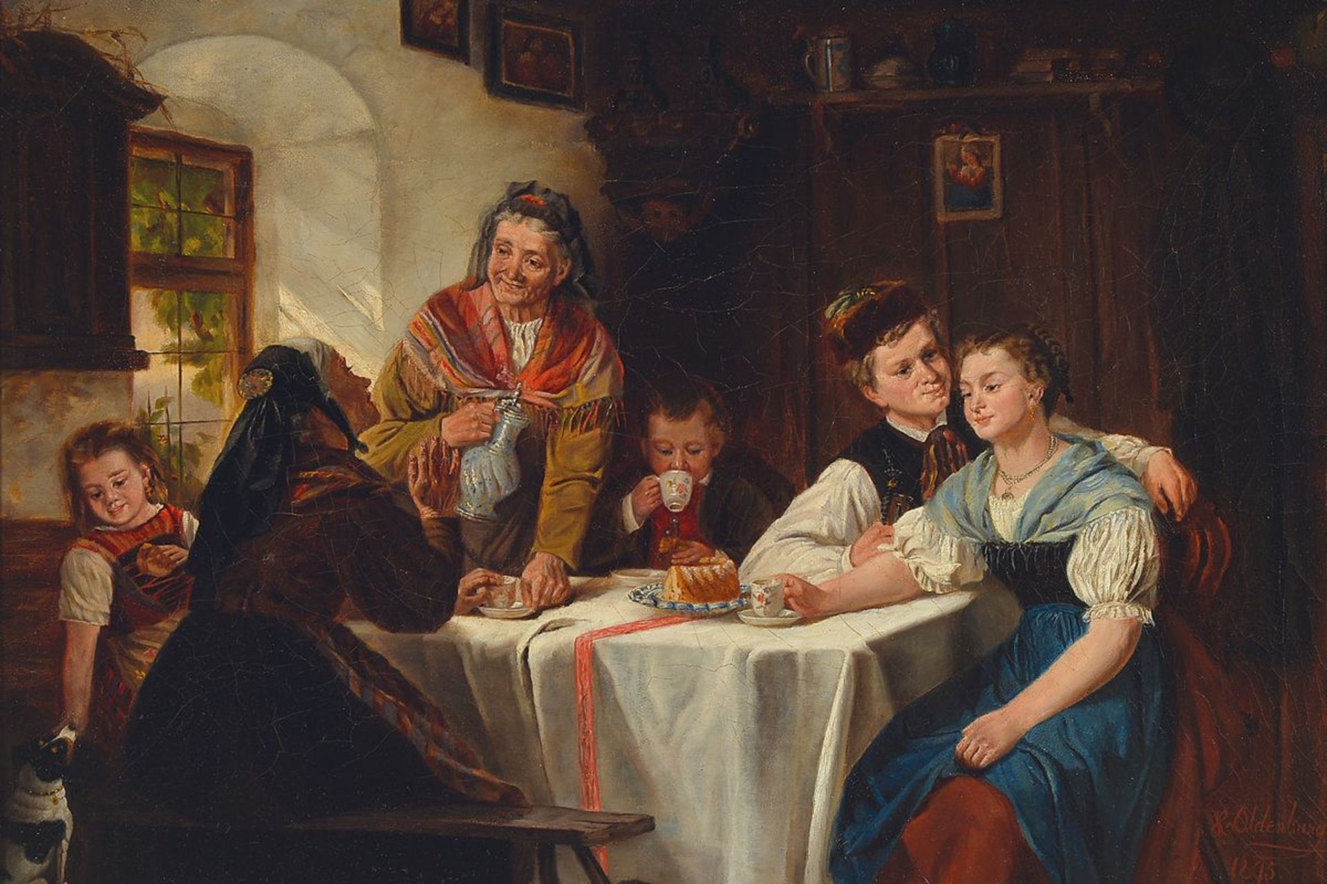 H. Oldenburg, datiert 1895, , Kopie nach Johann Sperls Gemälde: Der Heiratsantrag, Öl/Lwd, rechts
