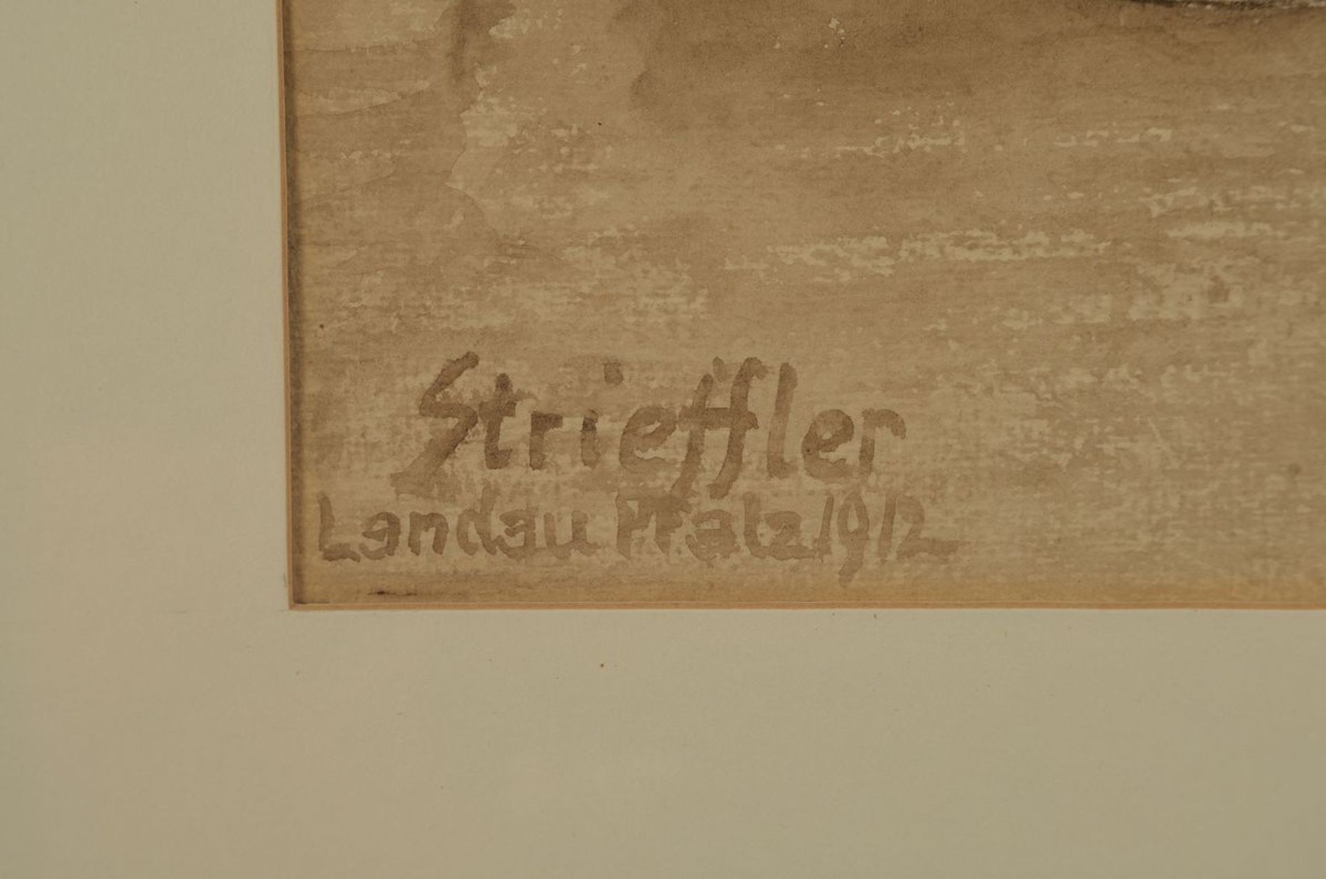 Heinrich Strieffler, 1872 Neustadt-1949 Landau, Im Kelterhaus, Winzer im Gespräch mit Kommissionär - Bild 2 aus 3