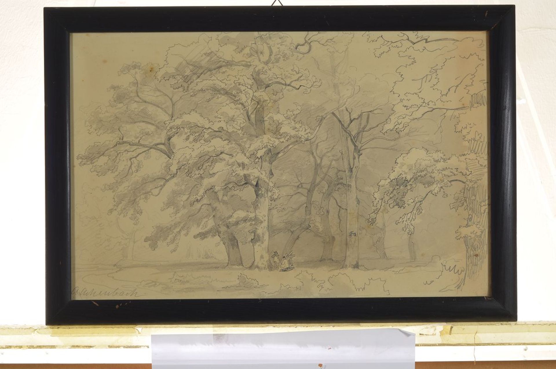 Andreas Achenbach, 1815 Kassel-1910 Düsseldorf, Waldstudie, Bleistiftzeichnung auf Papier, links - Bild 3 aus 3
