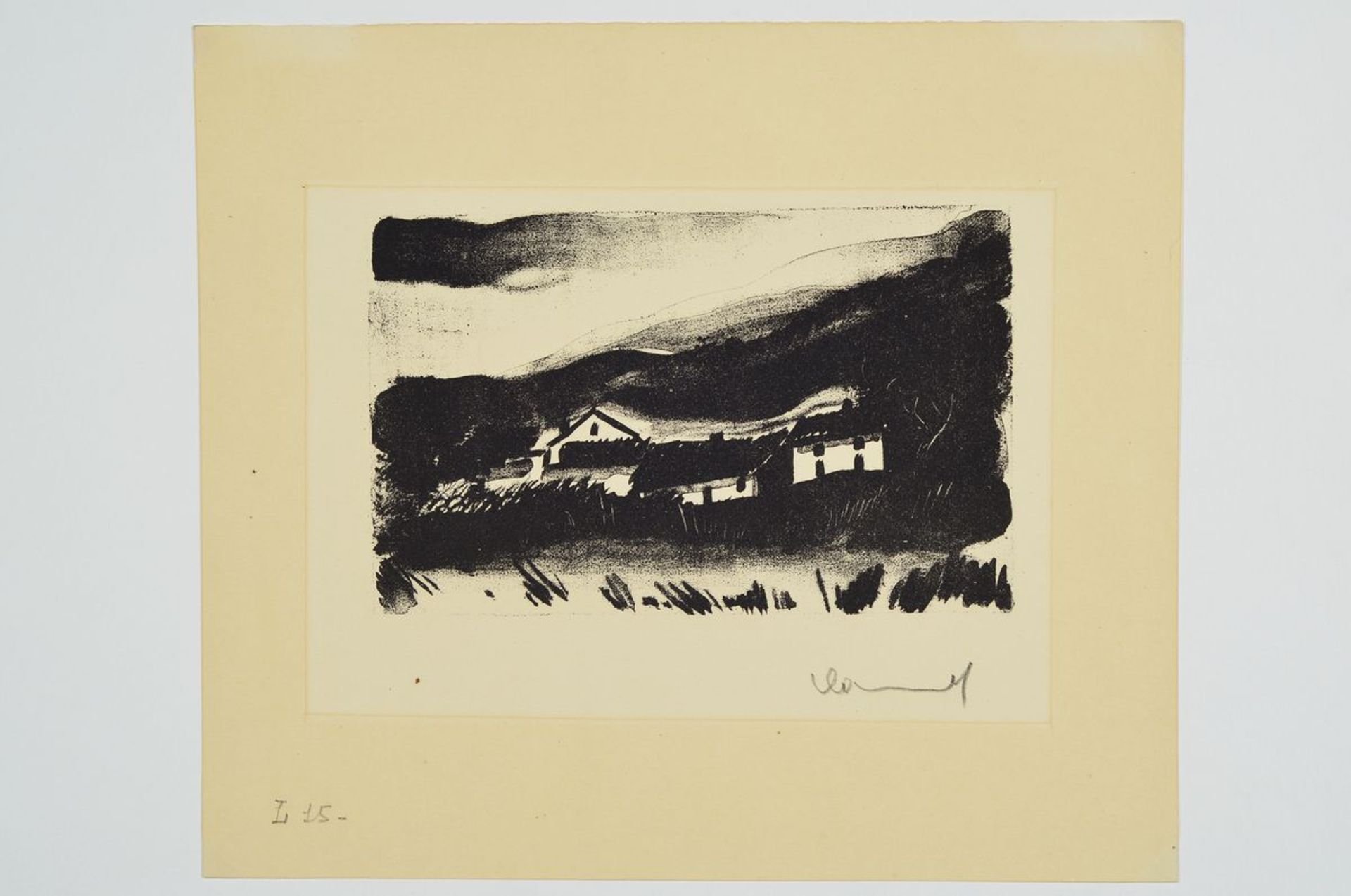 Maurice de Vlaminck, 1876-1958, Blick auf eine Häuserkette, Lithographie, rechts unten handsigniert, - Bild 2 aus 2