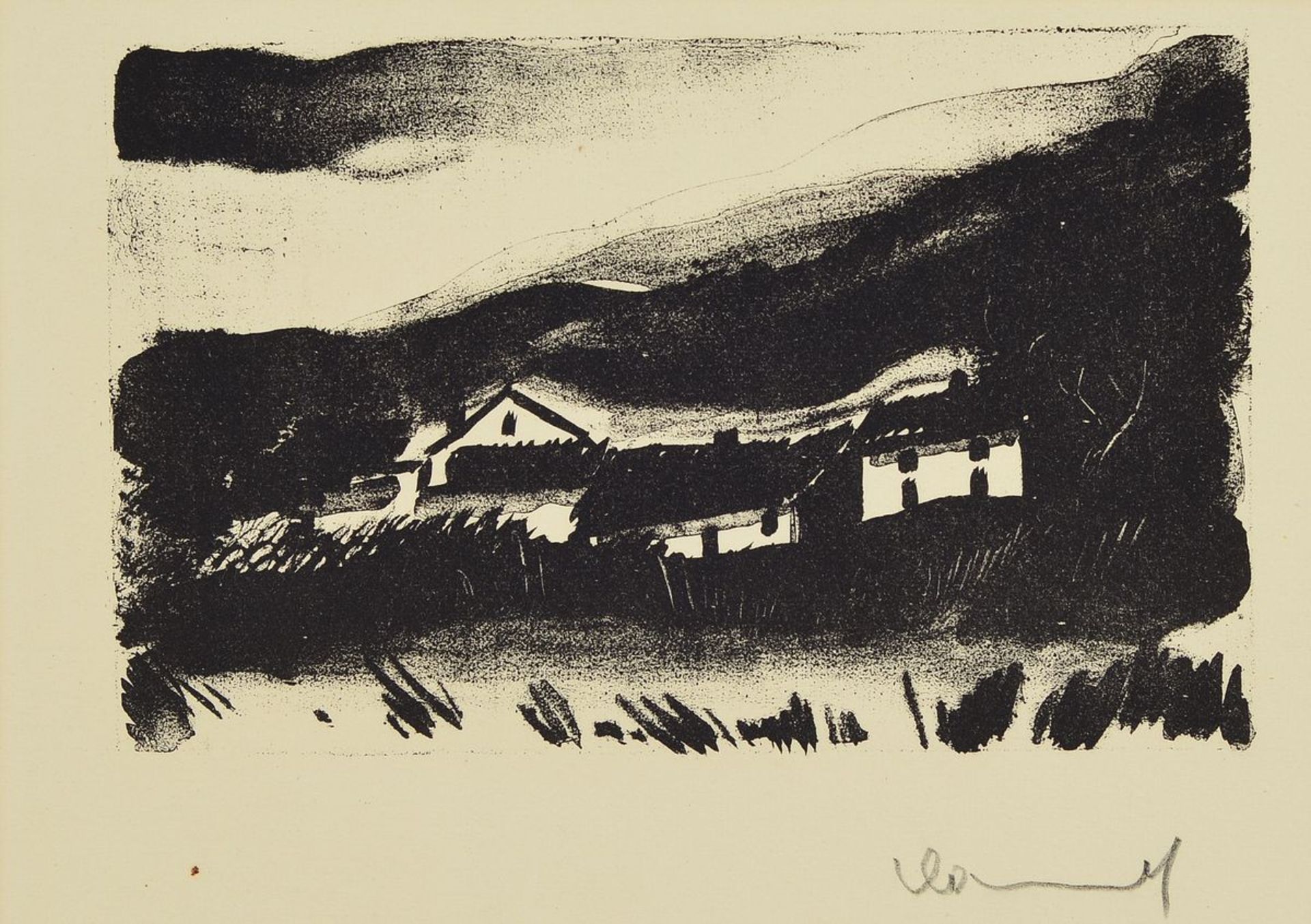 Maurice de Vlaminck, 1876-1958, Blick auf eine Häuserkette, Lithographie, rechts unten handsigniert,