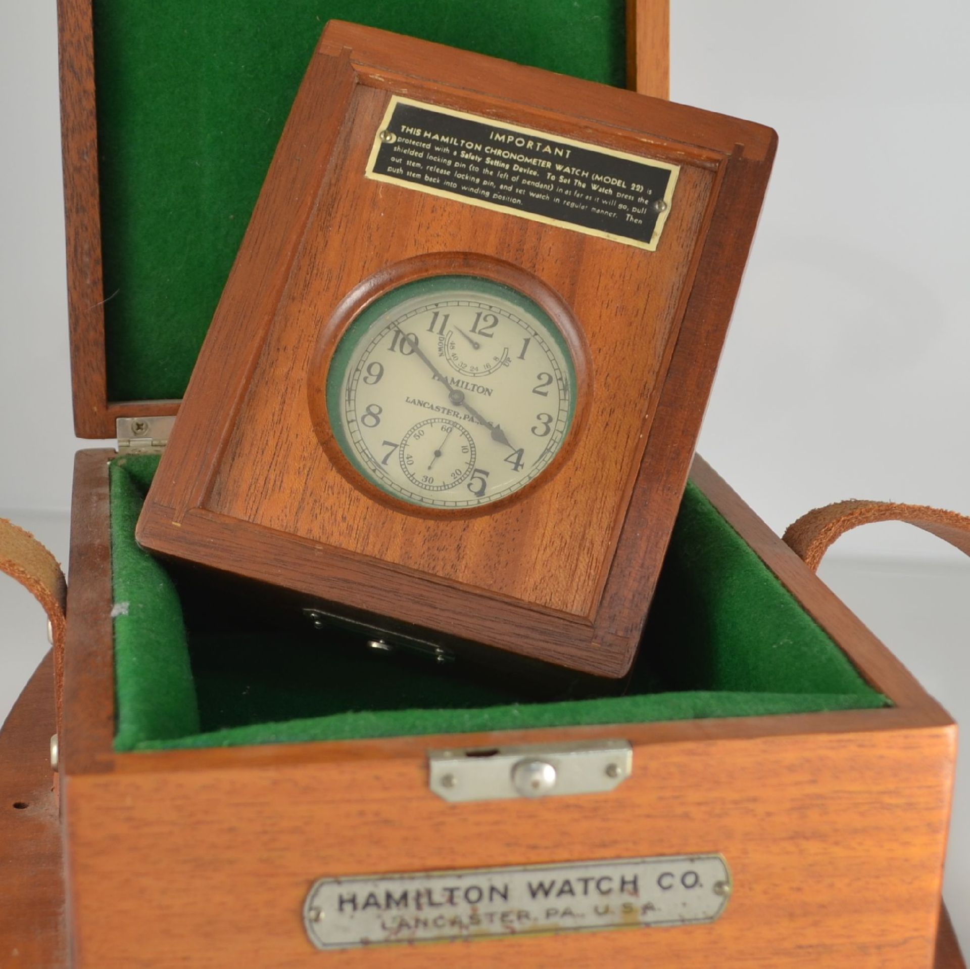 HAMILTON B-Uhr der US-NAVY mit original Holz Box und Transportkiste Modell 22, USA um 1943, matt - Bild 3 aus 11