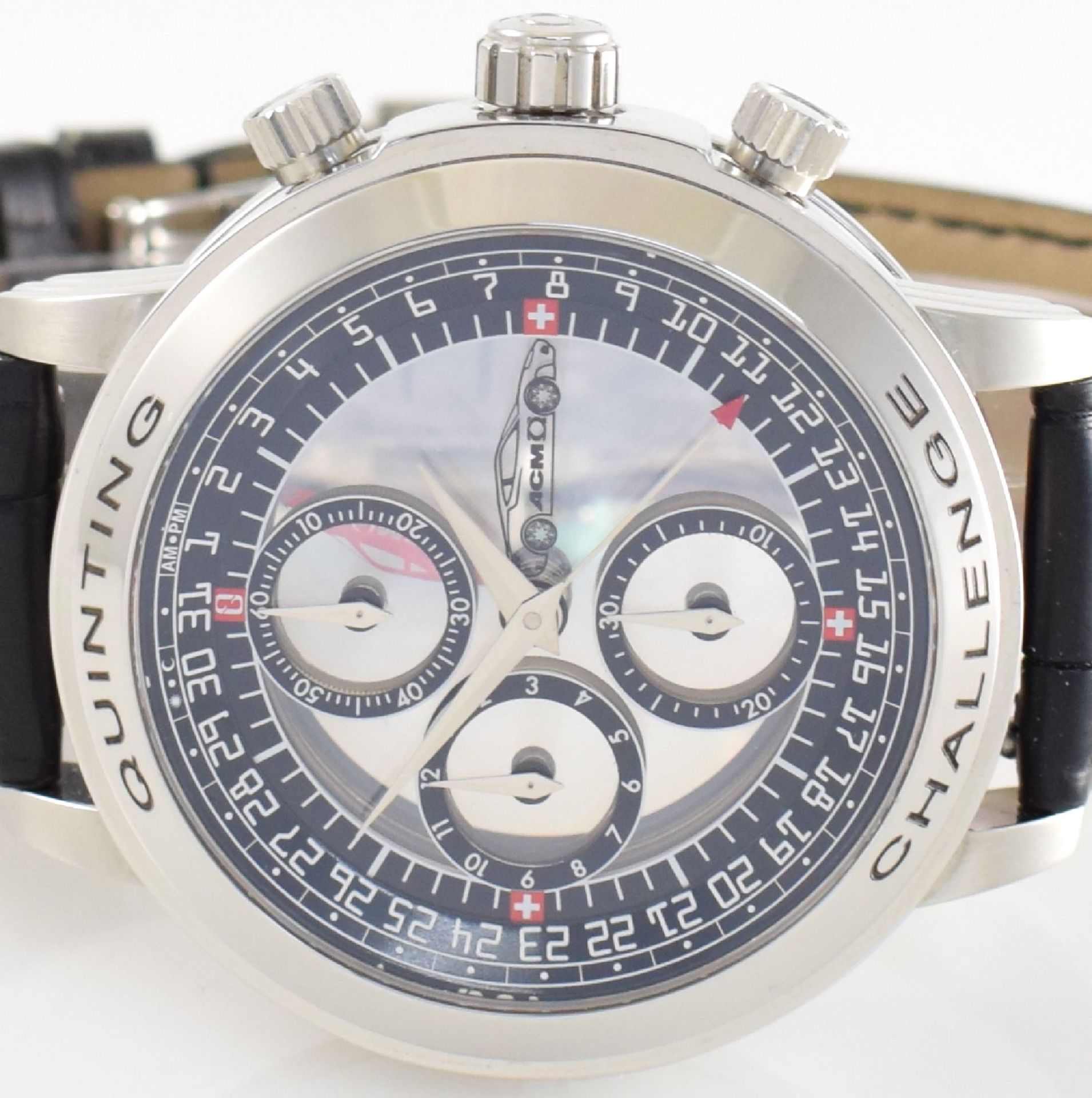 QUINTING seltener Armbandchronograph mit mysterieuser Anzeige "Ferrari Challenge", Ref. QSL55FC, auf - Bild 2 aus 8