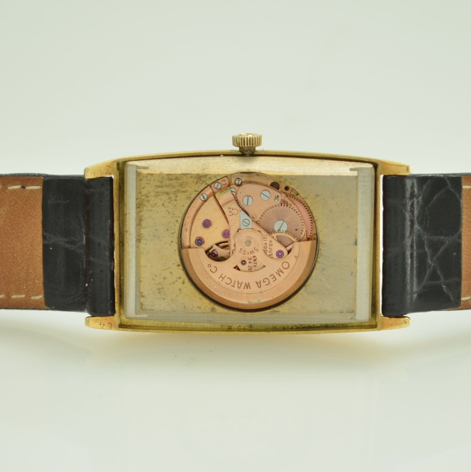 OMEGA tonneau-förmige Herrenarmbanduhr Serie De Ville in GG 750/000, Automatik, Schweiz um 1967, - Bild 8 aus 9