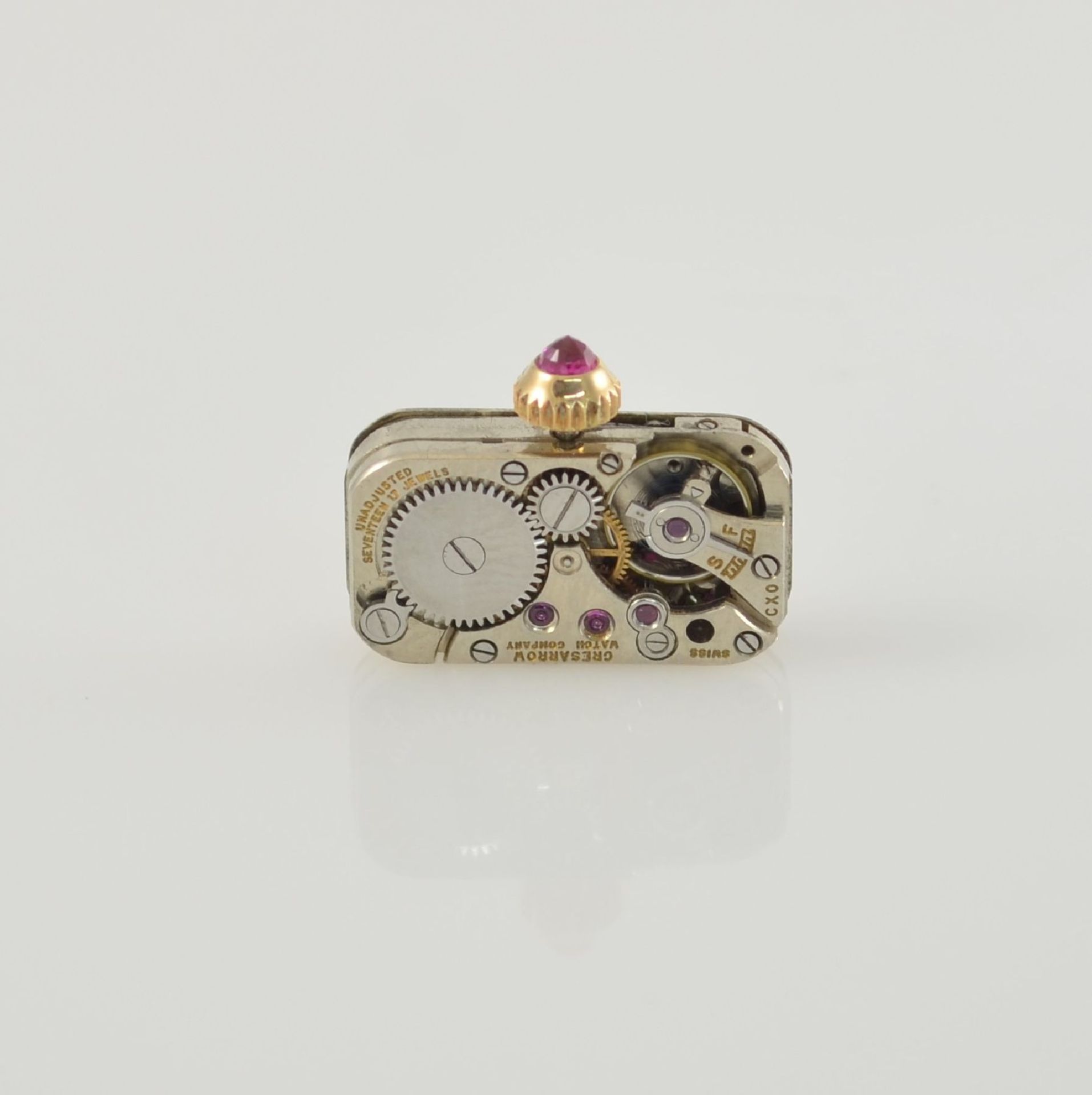 CRESARROW ausgefallene Damenarmbanduhr in RoseG/WG 585/000 mit Diamanten & synthetischen Rubinen, - Bild 6 aus 6