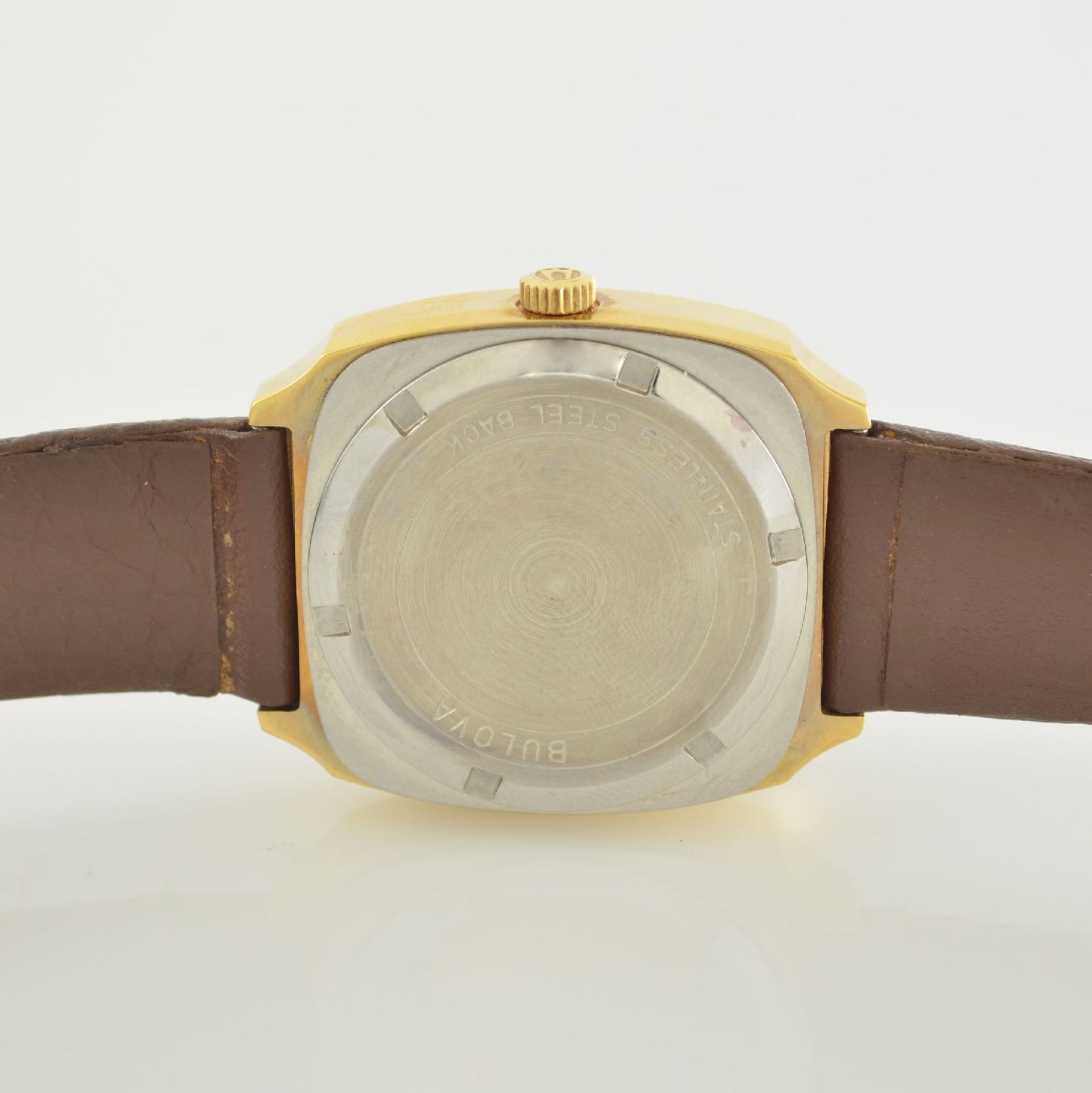 BULOVA nahezu neuwertige Accuquartz Herrenarmbanduhr, Schweiz um 1970, verg. Metallgeh., - Bild 6 aus 6