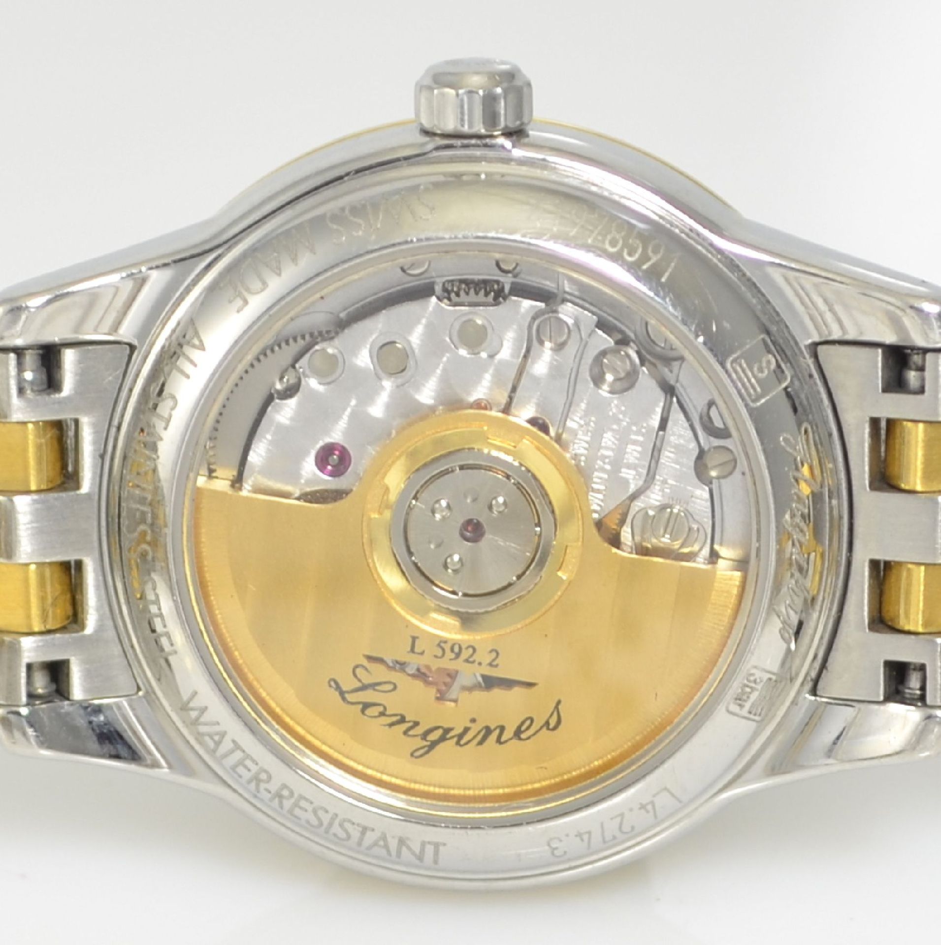 LONGINES Flagship Damenarmbanduhr in Edelstahl/Gold, Schweiz um 1995, Automatik, Ref. L4.274.3, - Bild 6 aus 6