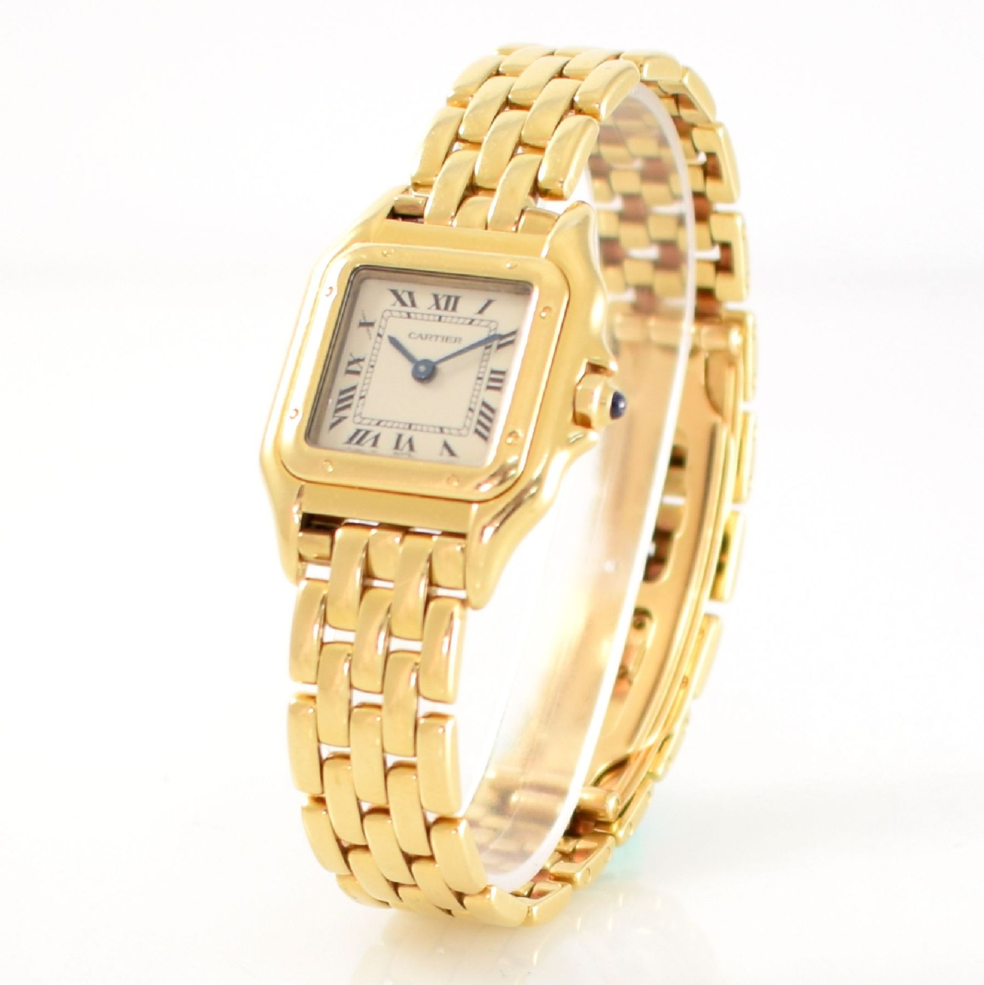 CARTIER Panthere Damenarmbanduhr in GG 750/000, Schweiz um 1985, quarz, 8-fach verschr. Gehäuse, - Bild 4 aus 7