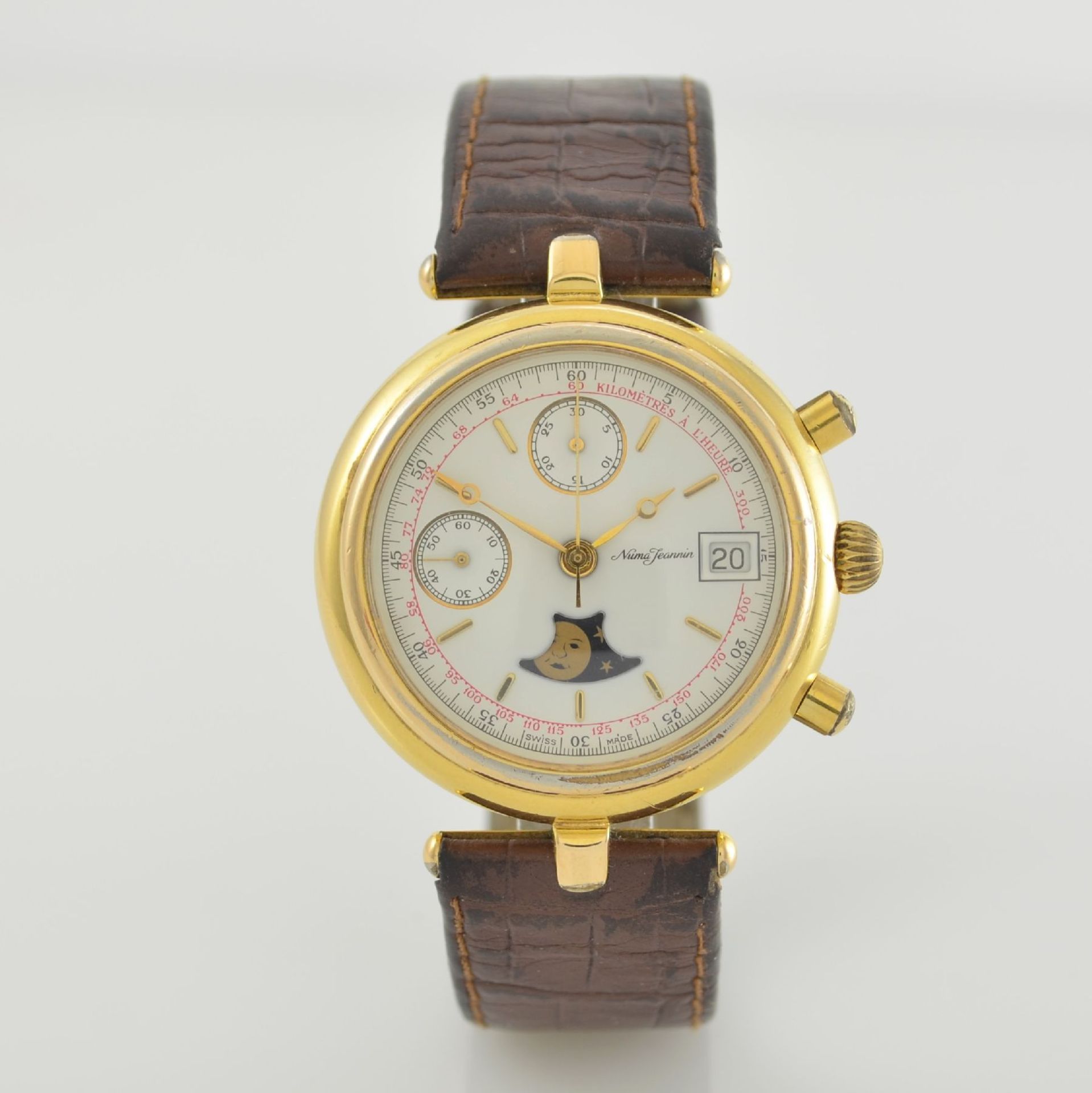 NUMA JEANNIN Herrenarmbanduhr mit Chronograph, Schweiz um 1990, Ref. 7758.003.40, Automatik, lim. - Bild 4 aus 7