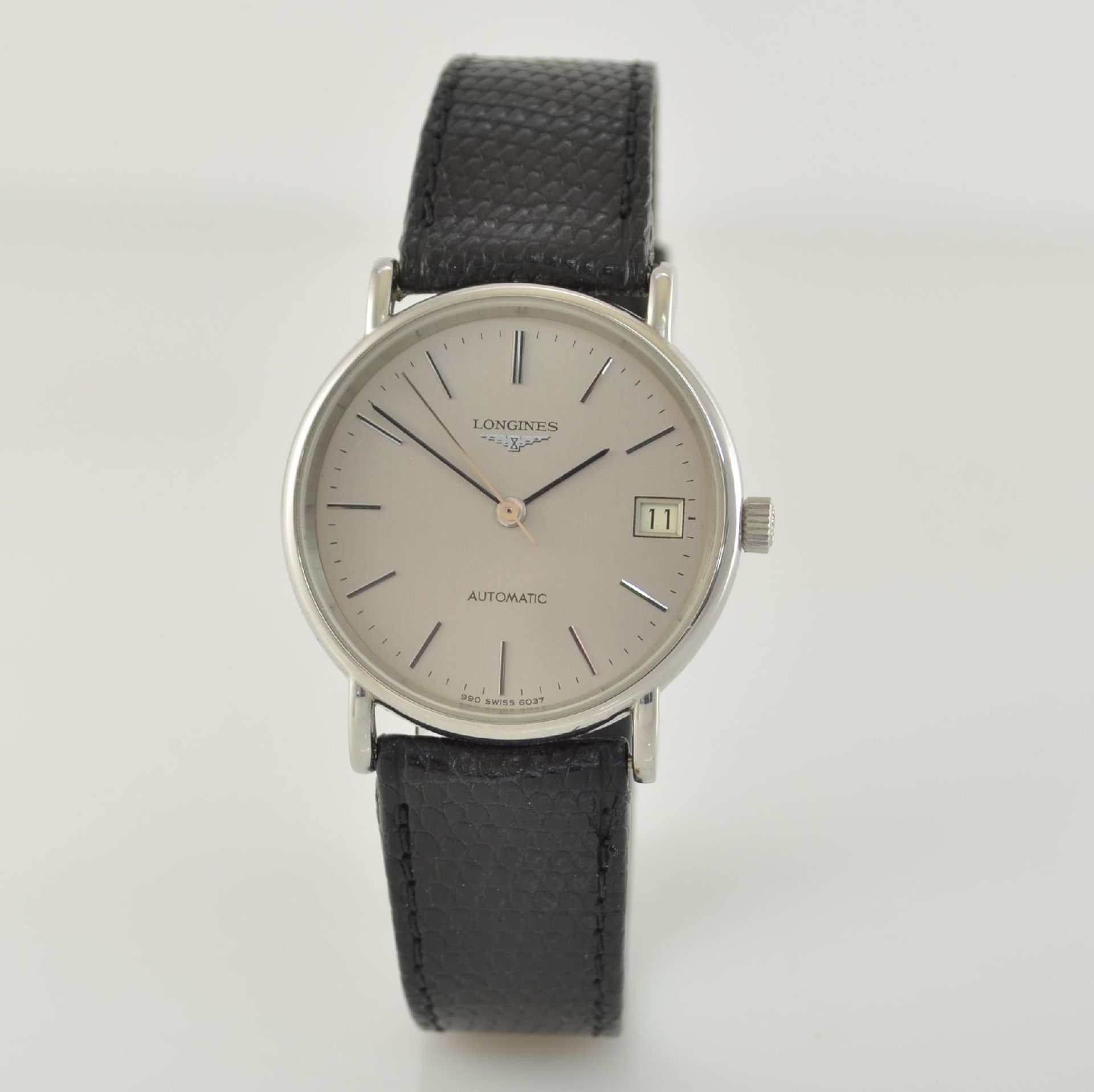 LONGINES Herrenarmbanduhr in Stahl, Schweiz um 1980, Automatik, 2-tlg. Geh., Ref. 6037, Boden gedr., - Bild 3 aus 8