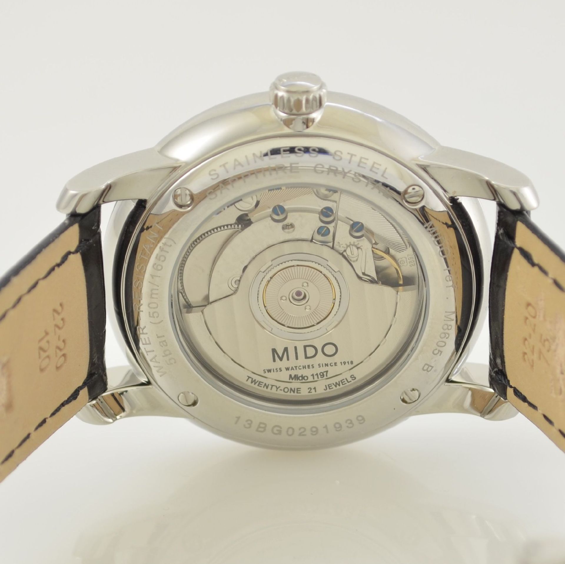 MIDO Power Reserve Herrenarmbanduhr, Automatik, Schweiz um 2010, Ref. M8605, Edelstahlgeh. inkl. - Bild 5 aus 5