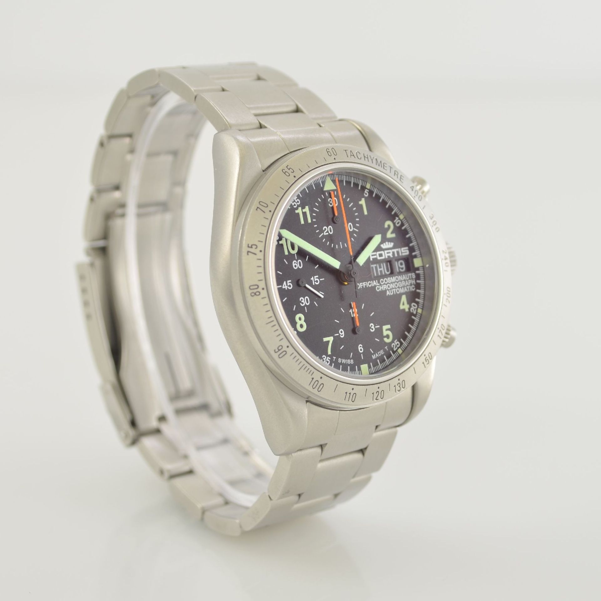 FORTIS Herrenarmbanduhr "Cosmonauts Chronograph", Automatik, Schweiz um 1997, Ref. 630.22.141, matt. - Bild 4 aus 7