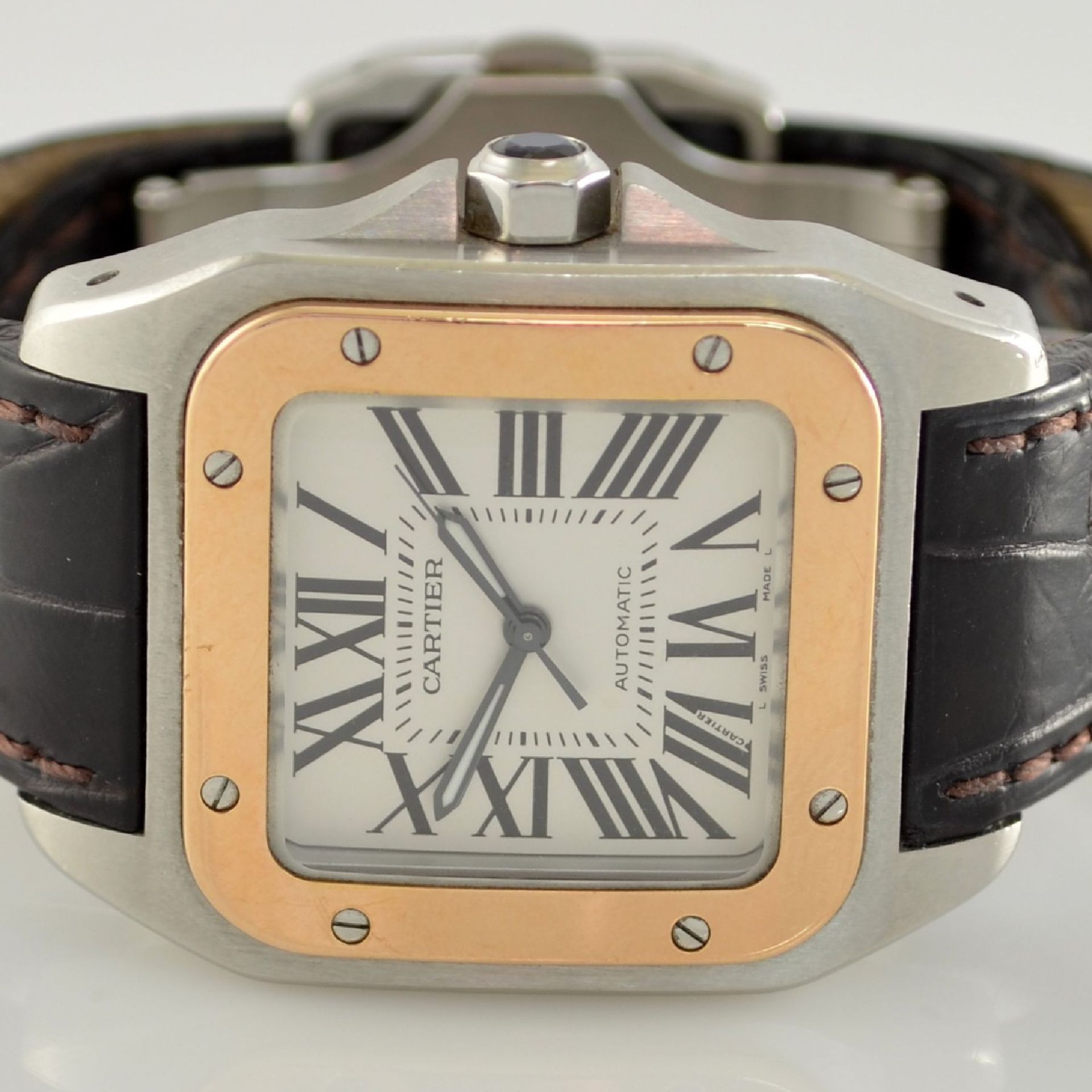 CARTIER Santos 100 Armbanduhr in Edelstahl & RoseG 750/000, Schweiz um 2006, Automatik, Boden 8-fach - Bild 2 aus 7