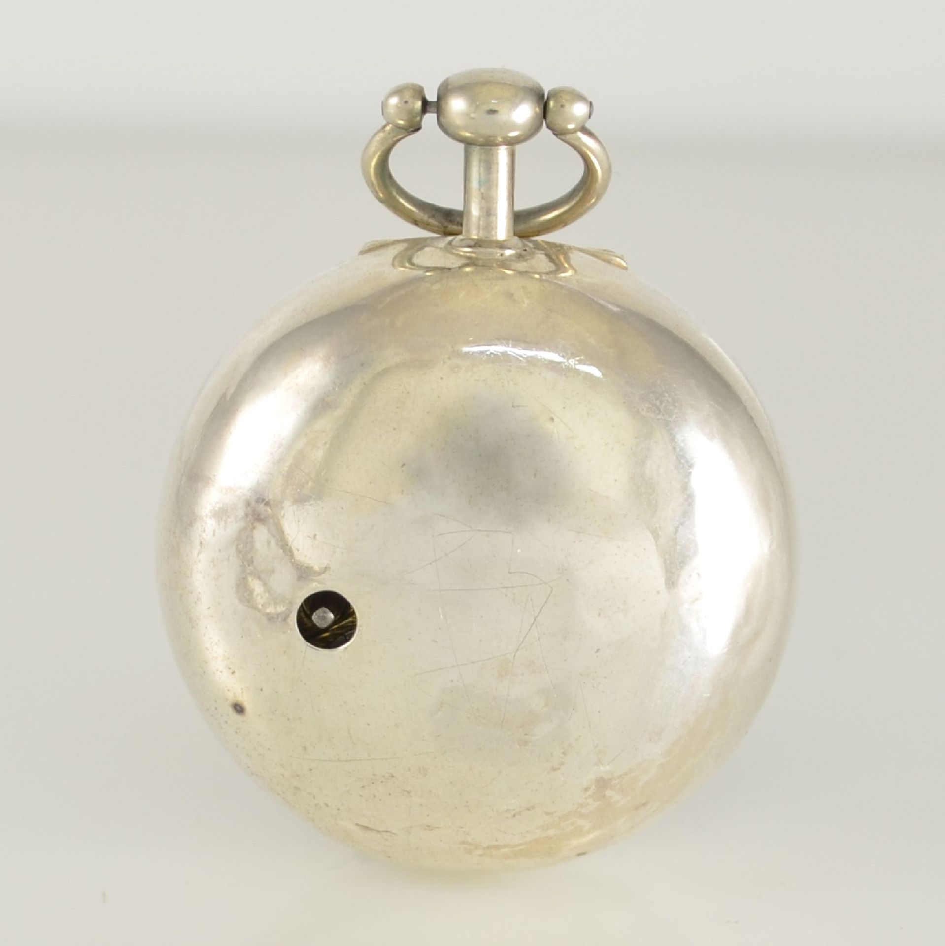 JOHN STRINGER London silberne Spindeltaschenuhr mit Übergehäuse, um 1780, silb. Zifferbl. m. röm. - Bild 5 aus 8