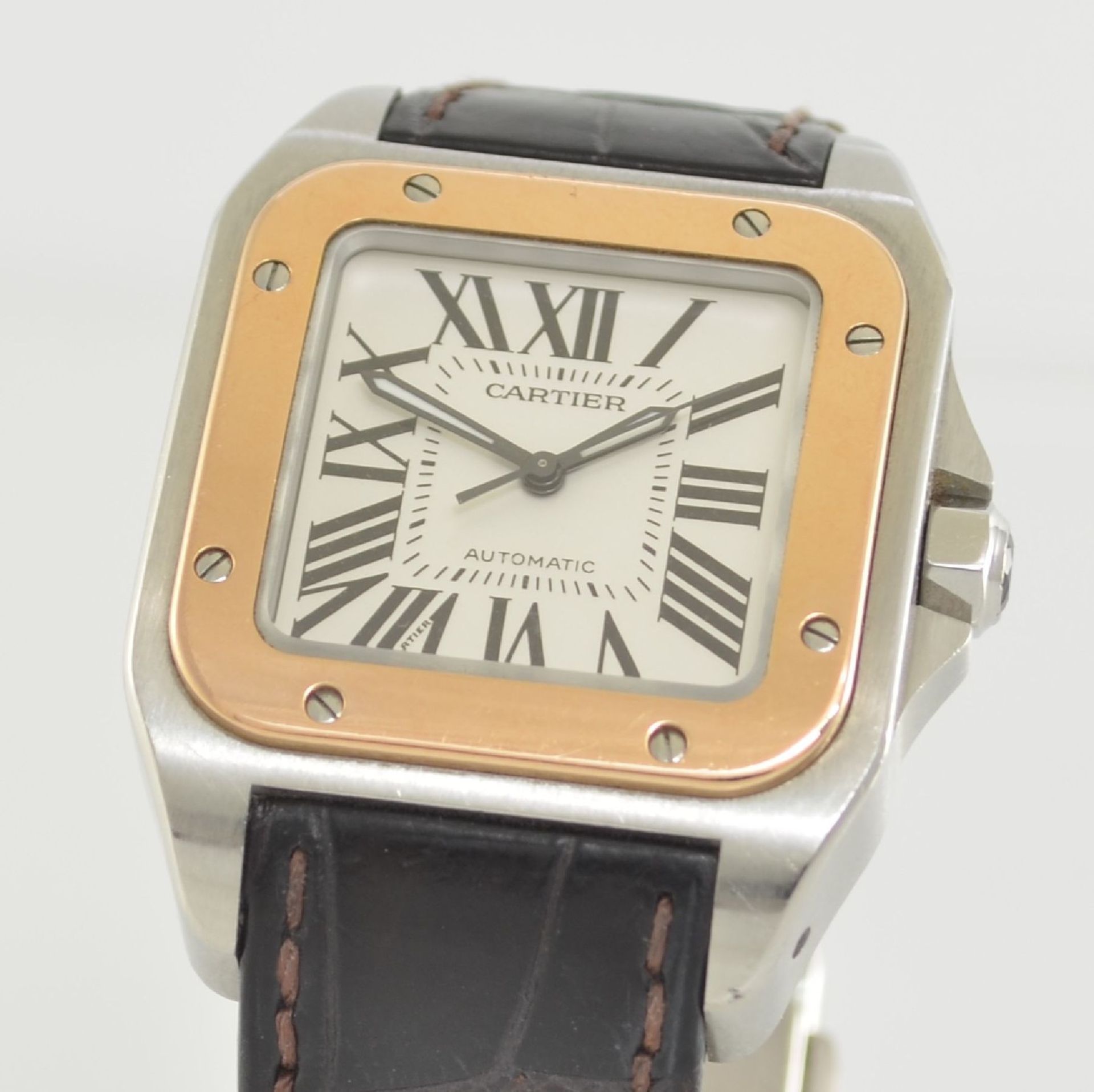 CARTIER Santos 100 Armbanduhr in Edelstahl & RoseG 750/000, Schweiz um 2006, Automatik, Boden 8-fach - Bild 4 aus 7