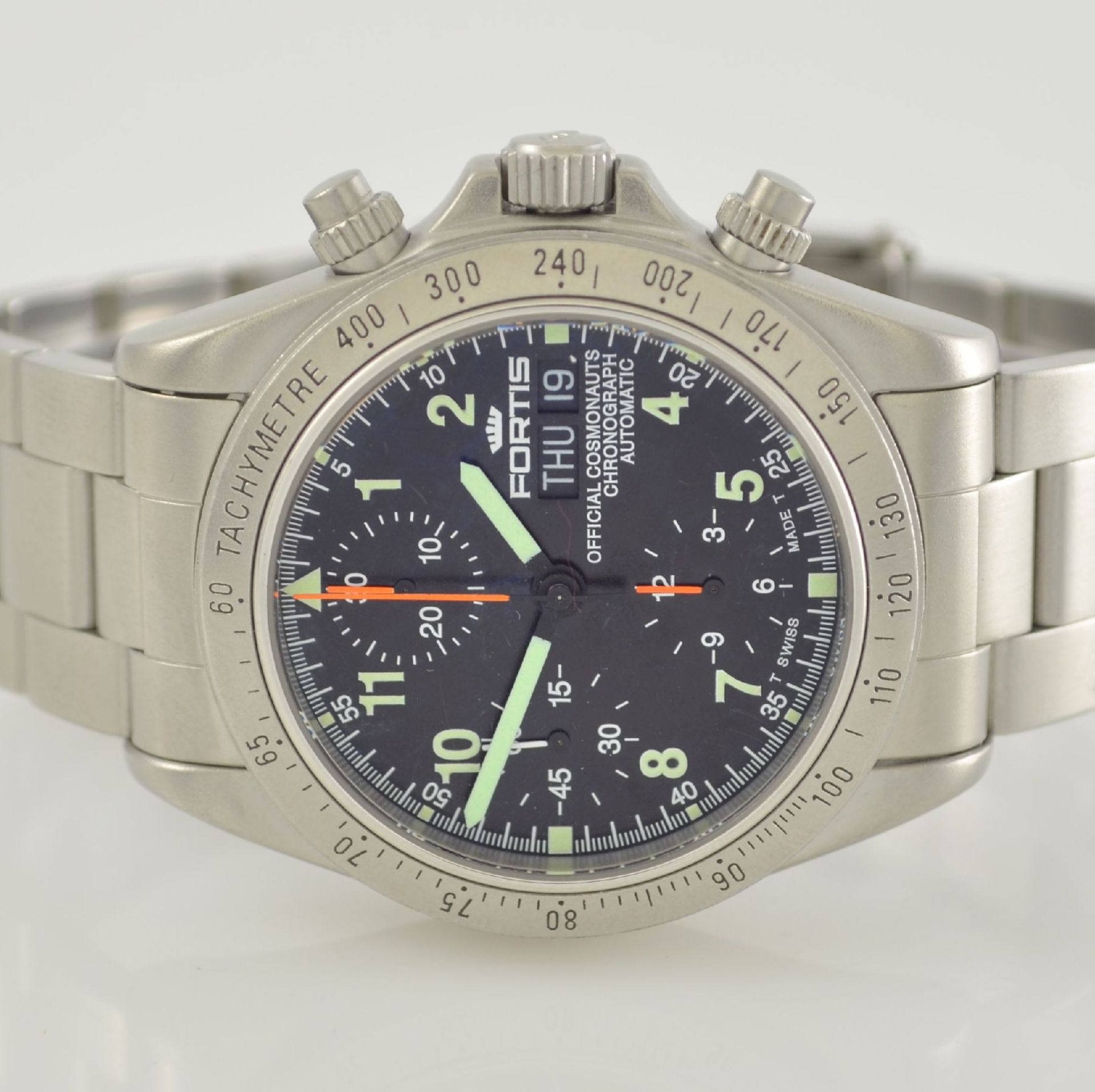 FORTIS Herrenarmbanduhr "Cosmonauts Chronograph", Automatik, Schweiz um 1997, Ref. 630.22.141, matt. - Bild 2 aus 7