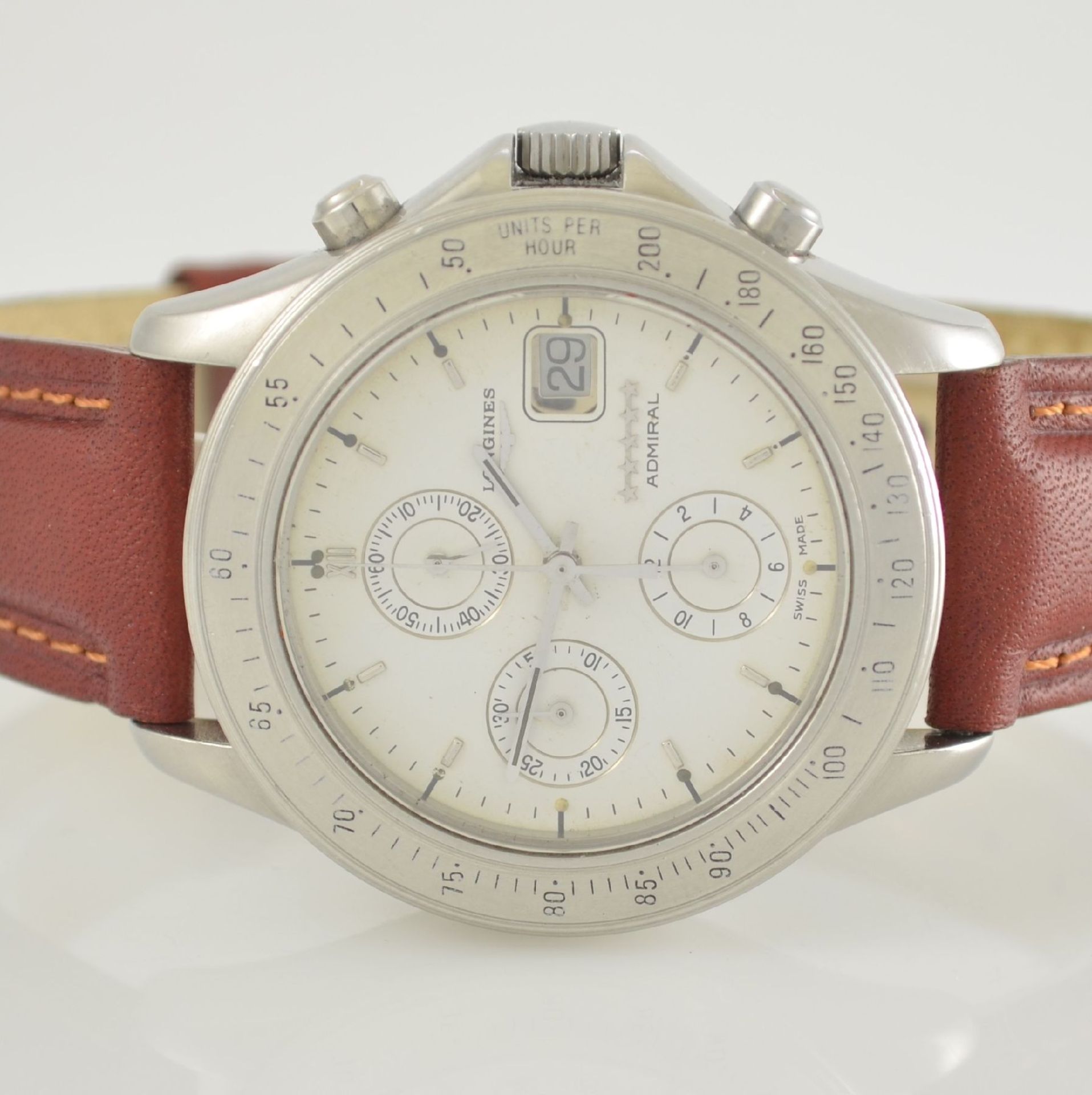 LONGINES Armbandchronograph Admiral 5-Stars, Automatik, Schweiz um 2000, Ref. 7460, Edelstahlgeh. - Bild 2 aus 6