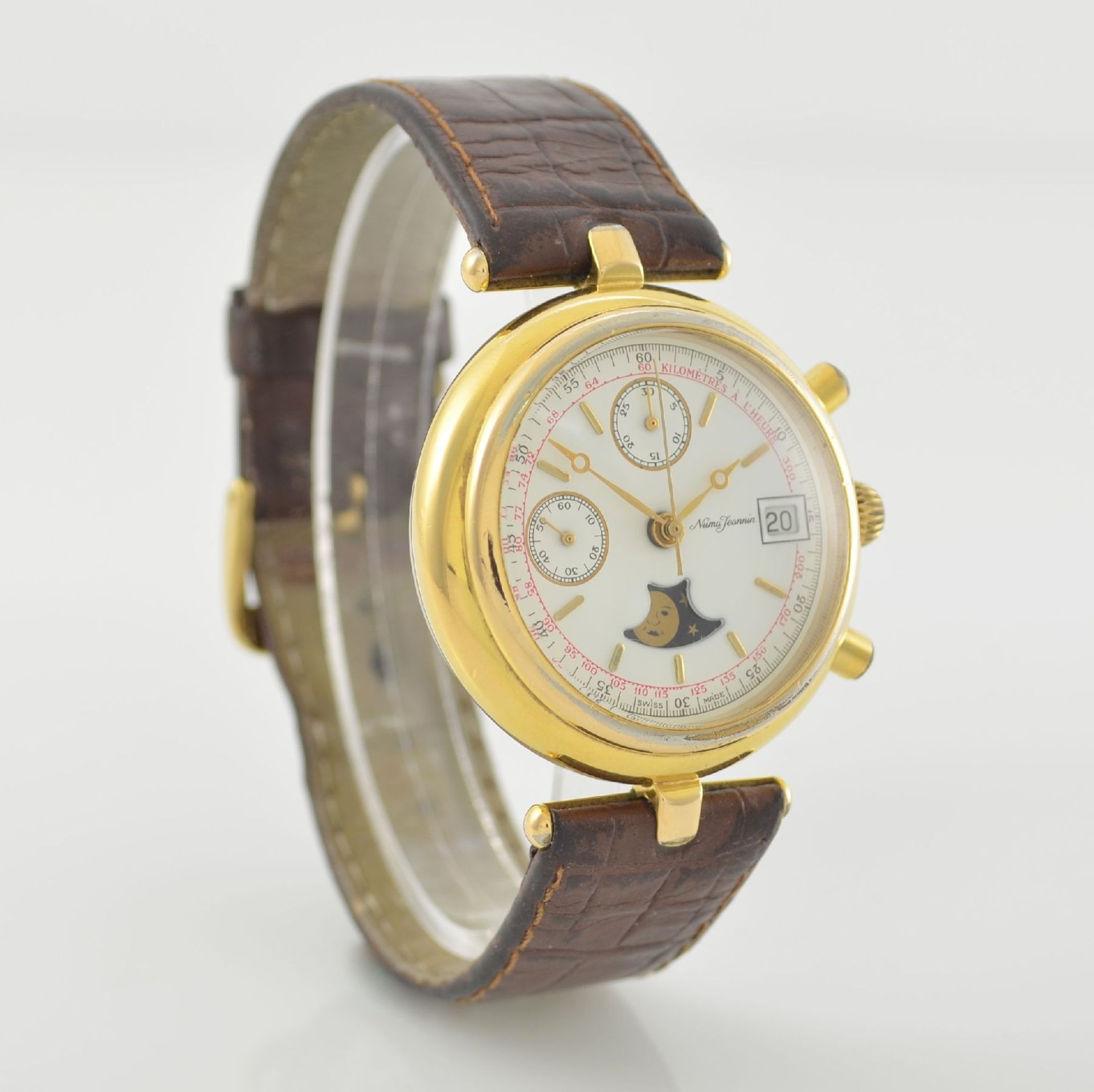 NUMA JEANNIN Herrenarmbanduhr mit Chronograph, Schweiz um 1990, Ref. 7758.003.40, Automatik, lim. - Bild 5 aus 7