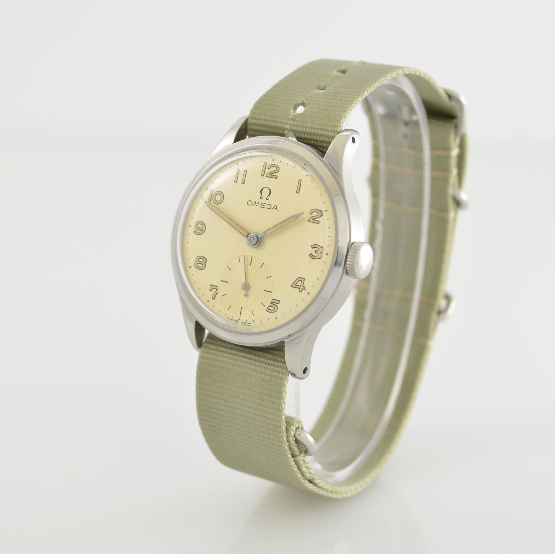 OMEGA Herrenarmbanduhr mit frühem Kal. 30T2 in Edelstahl, Schweiz um 1940, Boden geschr., - Bild 3 aus 8