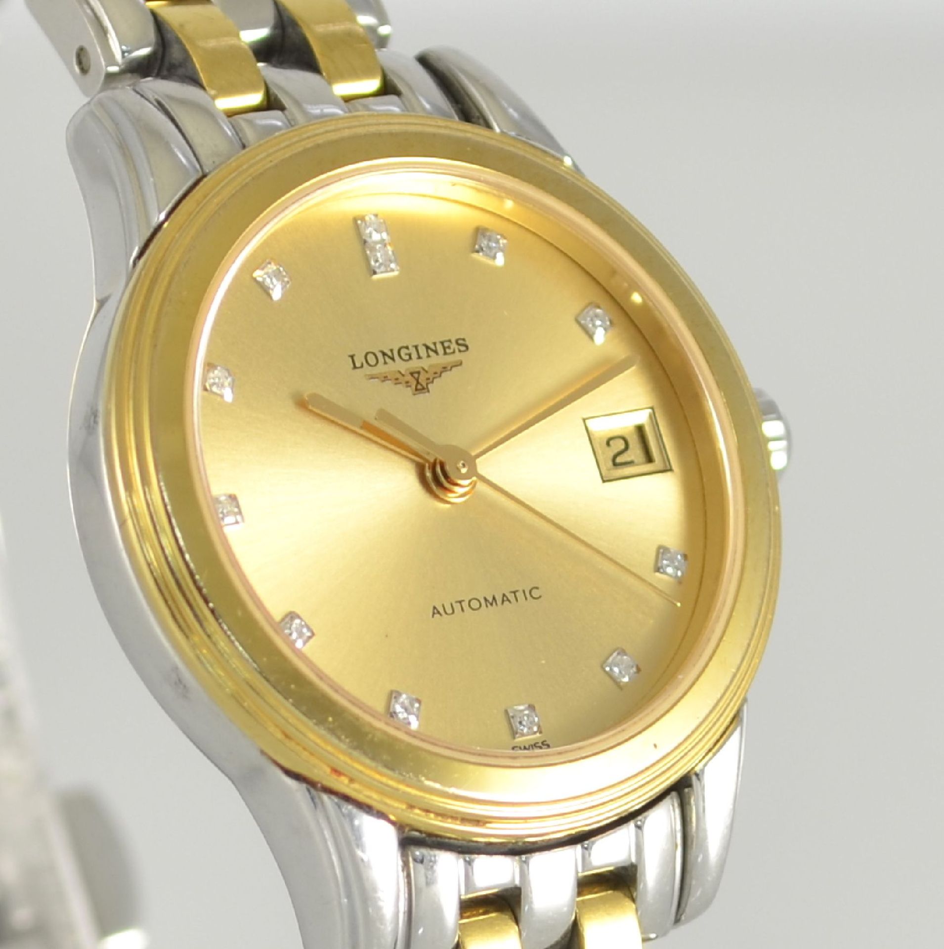 LONGINES Flagship Damenarmbanduhr in Edelstahl/Gold, Schweiz um 1995, Automatik, Ref. L4.274.3, - Bild 4 aus 6