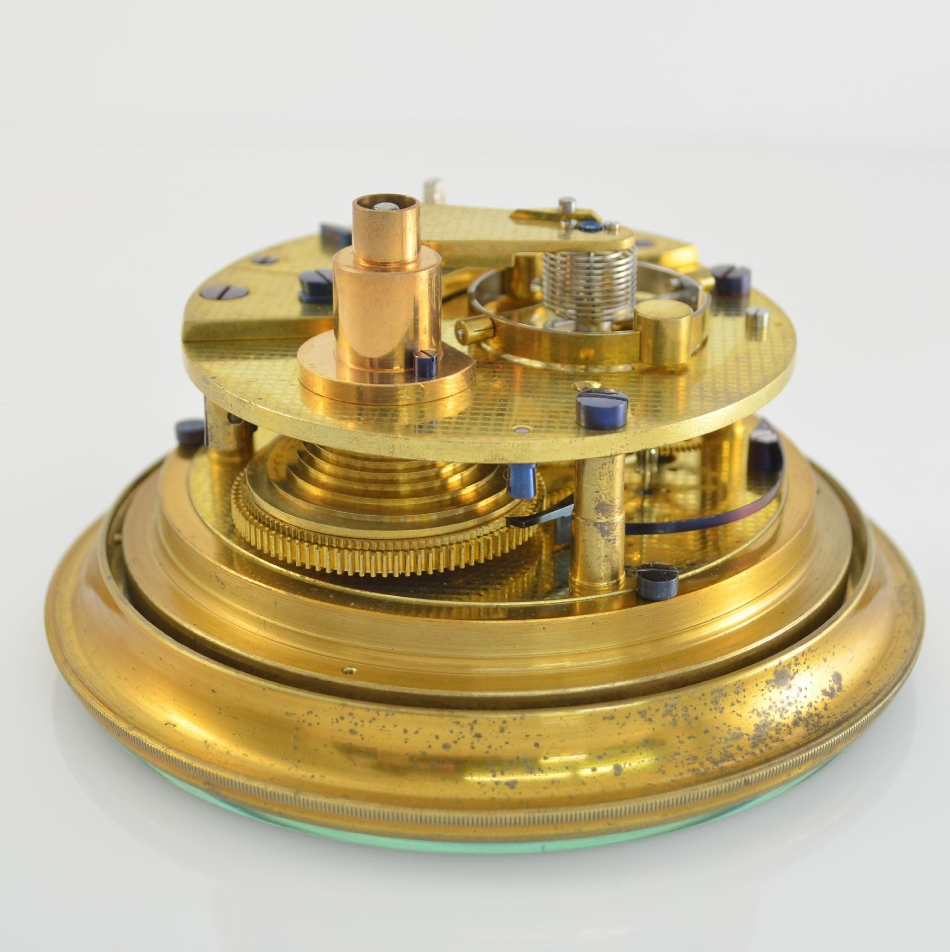 IVERSEN & Co. Nr. 178 Marinechronometer, Norwegen/England um 1880, 3-tlg. Mahagoni- Kiste riss., - Bild 7 aus 10