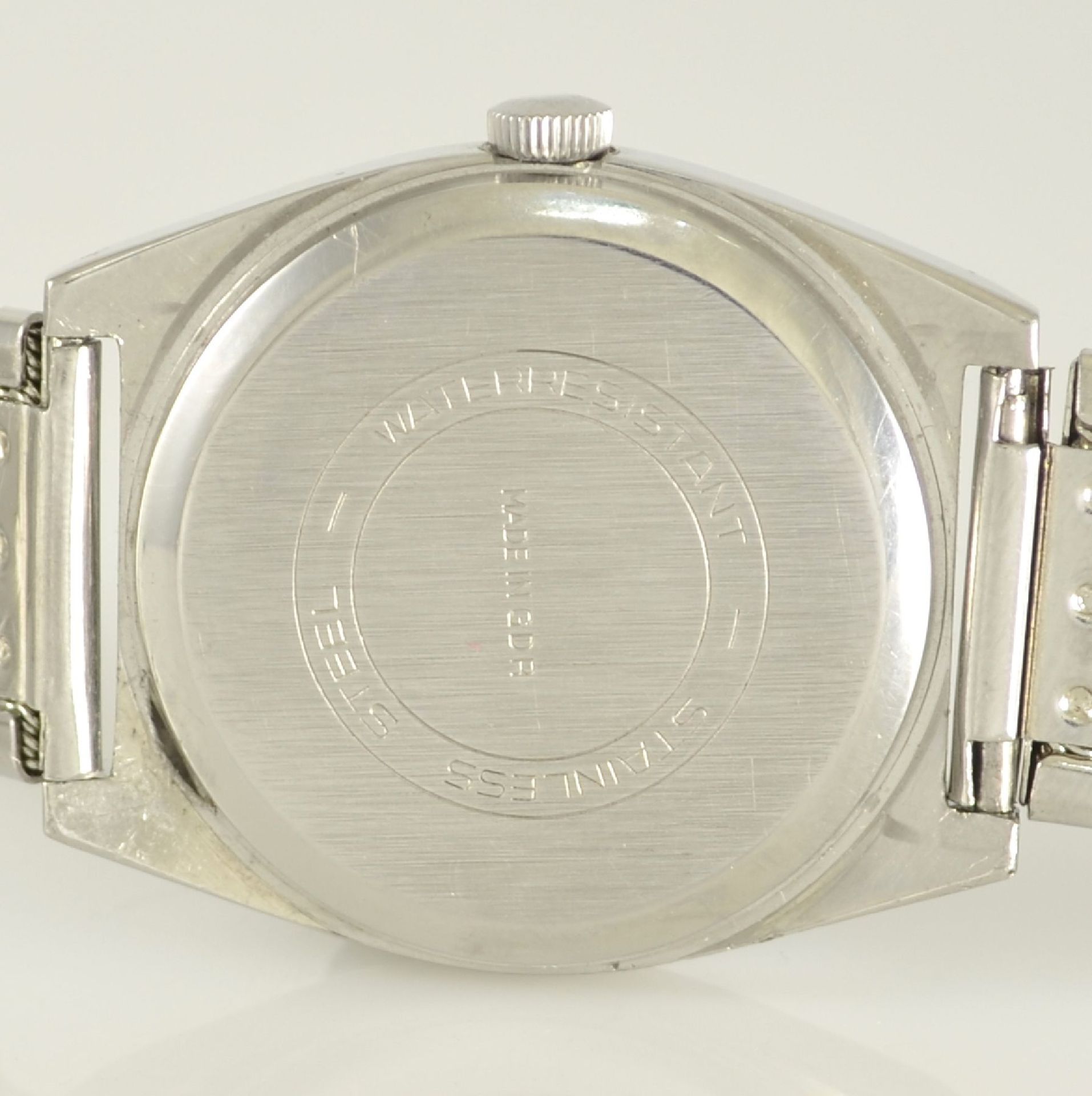 GLASHÜTTE Armbanduhr Spezimatic in Edelstahl, Automatik, DDR um 1970, Boden aufgedr., ausgef. - Bild 6 aus 6