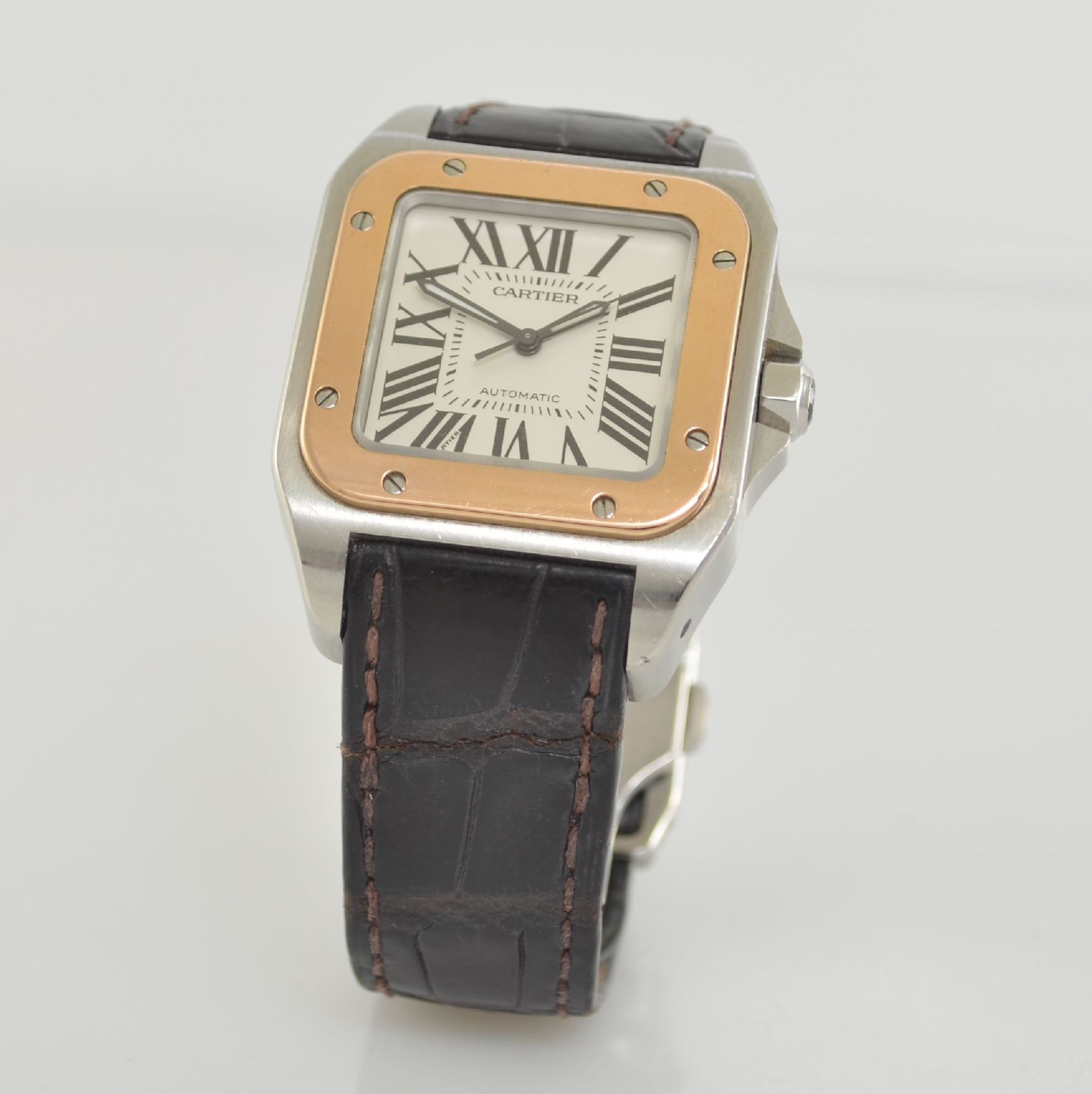 CARTIER Santos 100 Armbanduhr in Edelstahl & RoseG 750/000, Schweiz um 2006, Automatik, Boden 8-fach - Bild 3 aus 7