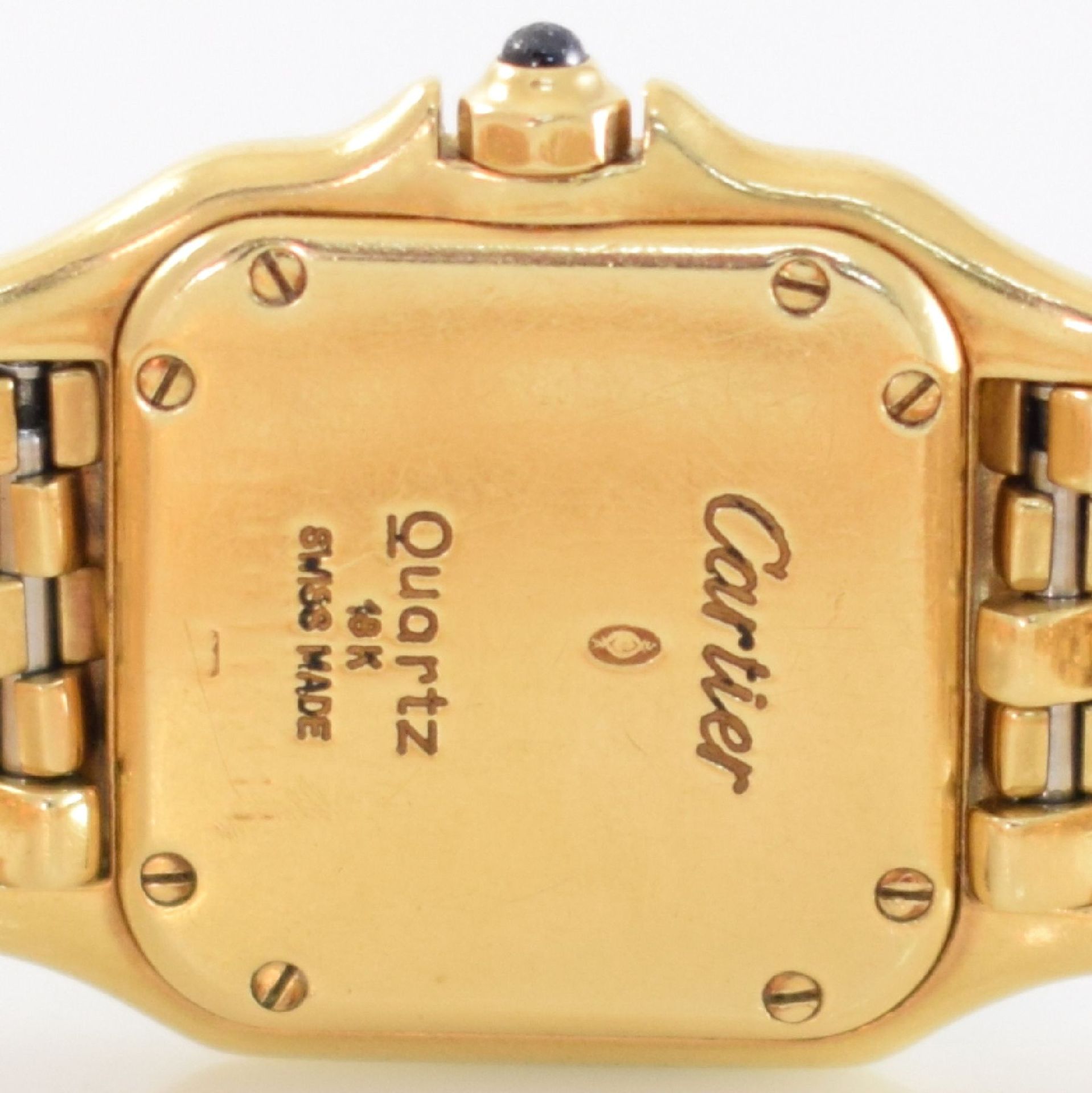 CARTIER Panthere Damenarmbanduhr in GG 750/000, Schweiz um 1985, quarz, 8-fach verschr. Gehäuse, - Bild 7 aus 7