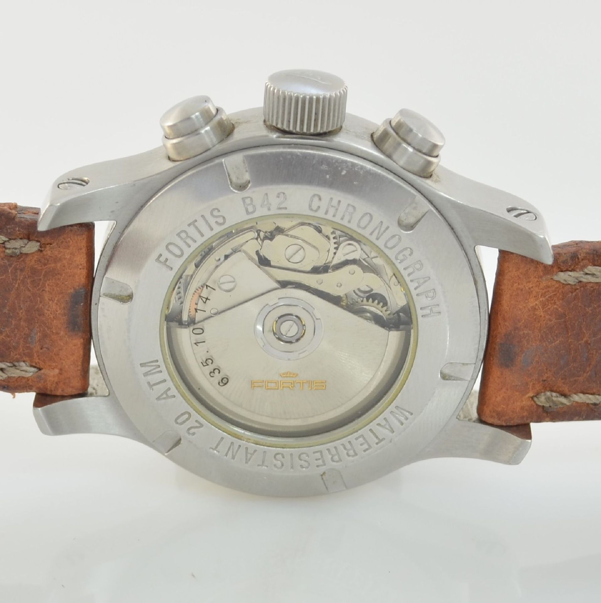 FORTIS B42 Herrenarmbanduhr mit Chronograph, Schweiz gek. 2002, Automatik, Ref. 635.10.141, beids. - Bild 6 aus 7