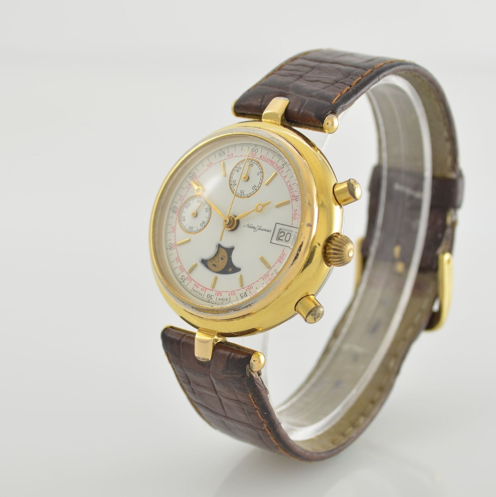 NUMA JEANNIN Herrenarmbanduhr mit Chronograph, Schweiz um 1990, Ref. 7758.003.40, Automatik, lim. - Bild 3 aus 7