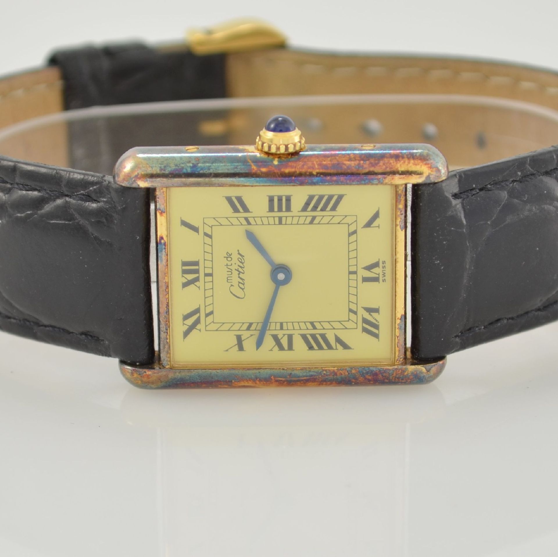 CARTIER Tank Damenarmbanduhr, Schweiz um 1995, quarz, verg. Silbergehäuse angel., Boden 4-fach - Bild 2 aus 7