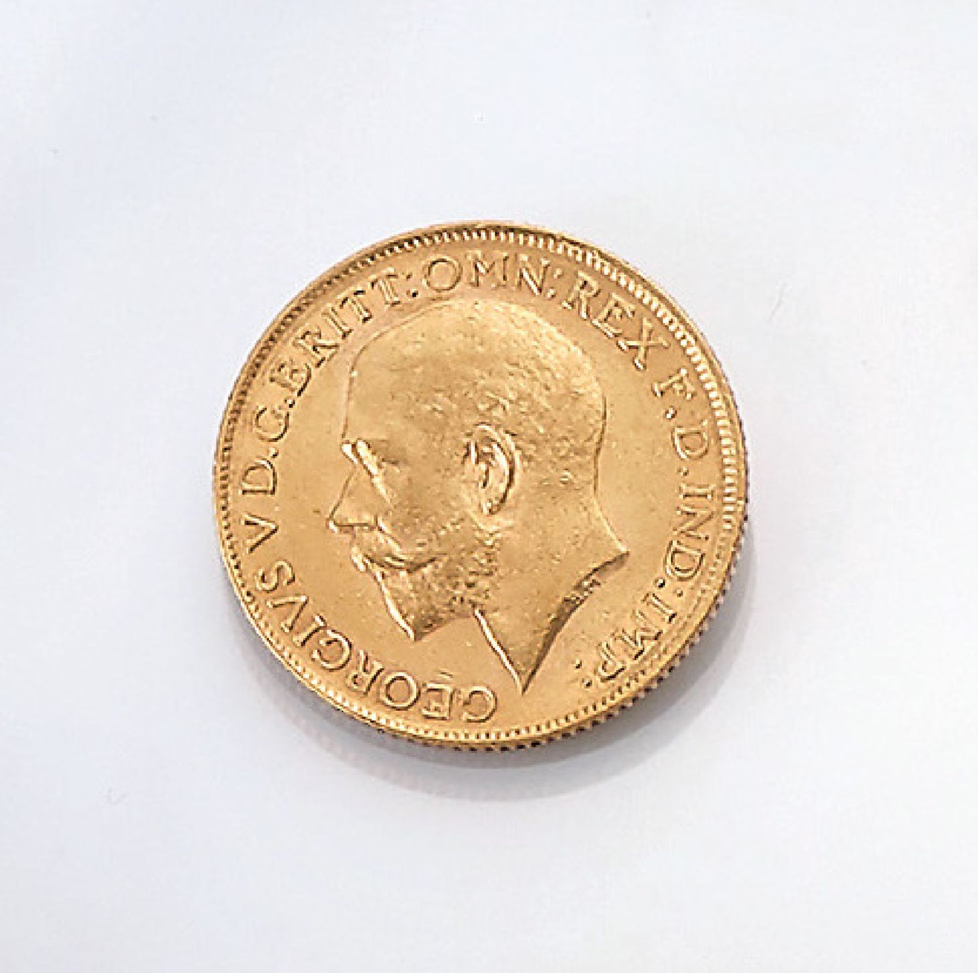 Goldmünze, Sovereign, Großbritannien, 1913, George V., RV: Heiliger Georg hoch zu Ross im Kampf