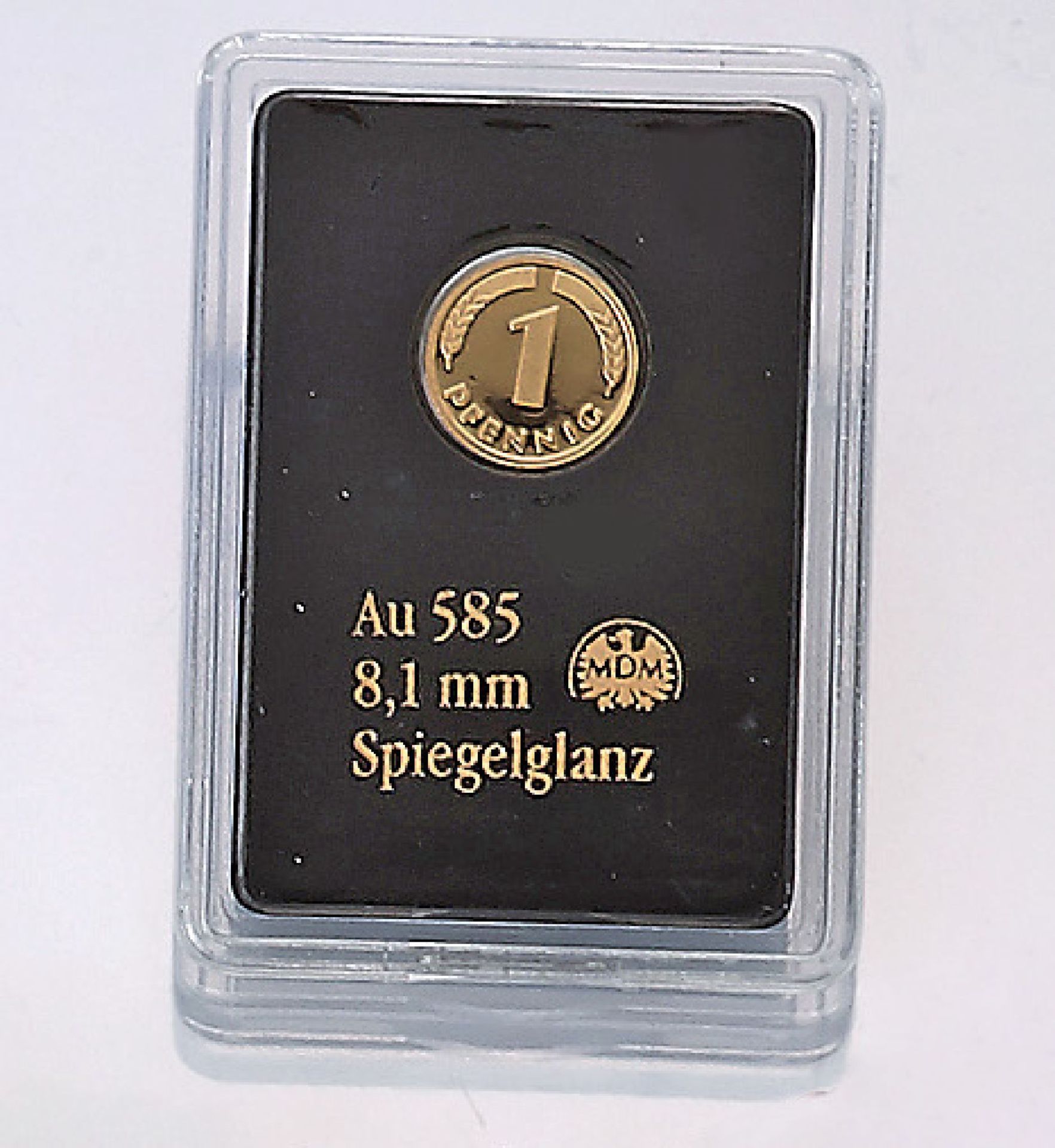 Goldmünze, Glückspfennig, Deutschland, 2018, 585/000, Prägestätte Münze Berlin, AV: 1 Pfennig, RV: