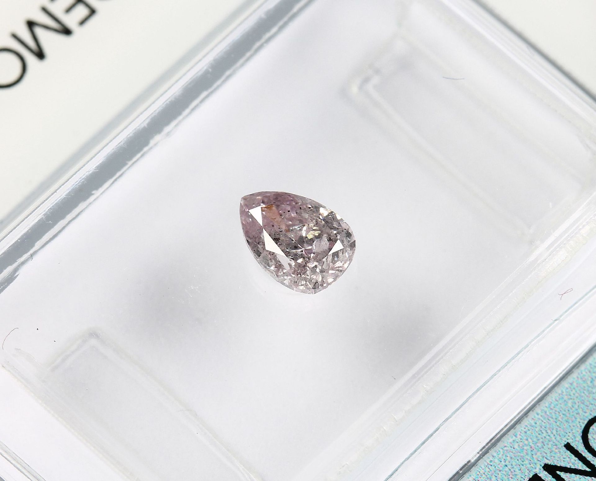 Loser Diamant, 0.35 ct Natural fancy light Grey-Pink/p2, tropfenf. facett., verschweißt, mit IGI- - Bild 3 aus 4