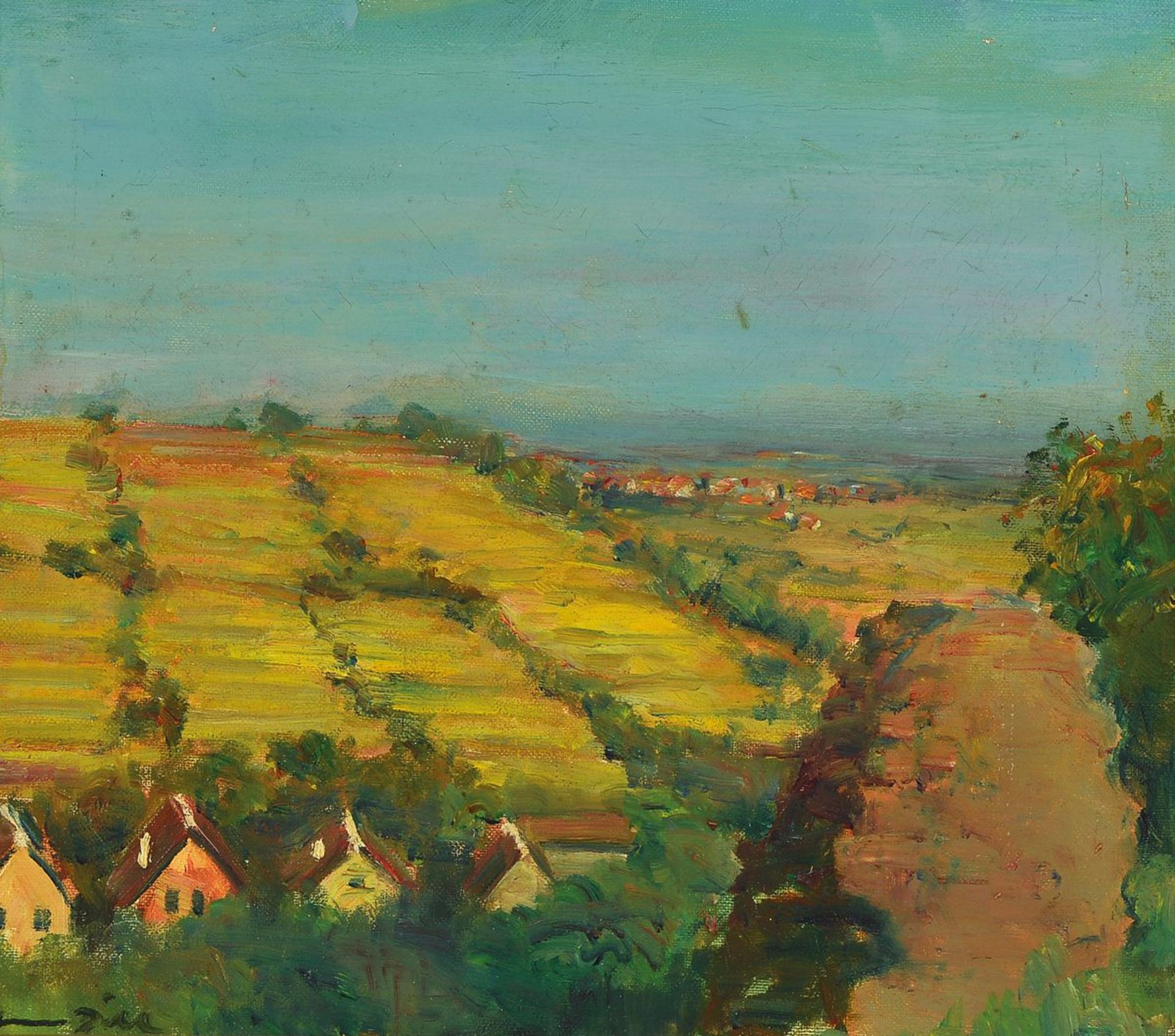 Otto Dill, 1884 Neustadt-1957 Bad Dürkheim, Landschaft bei Wachenheim, Öl/Lwd, links unten signiert,