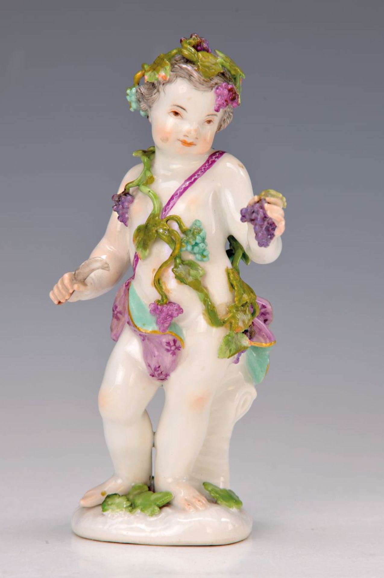 Porzellanfigur, Meissen, um 1745-50, Entwurf Johann Joachim Kaendler, Bacchant mit Rebmesser und