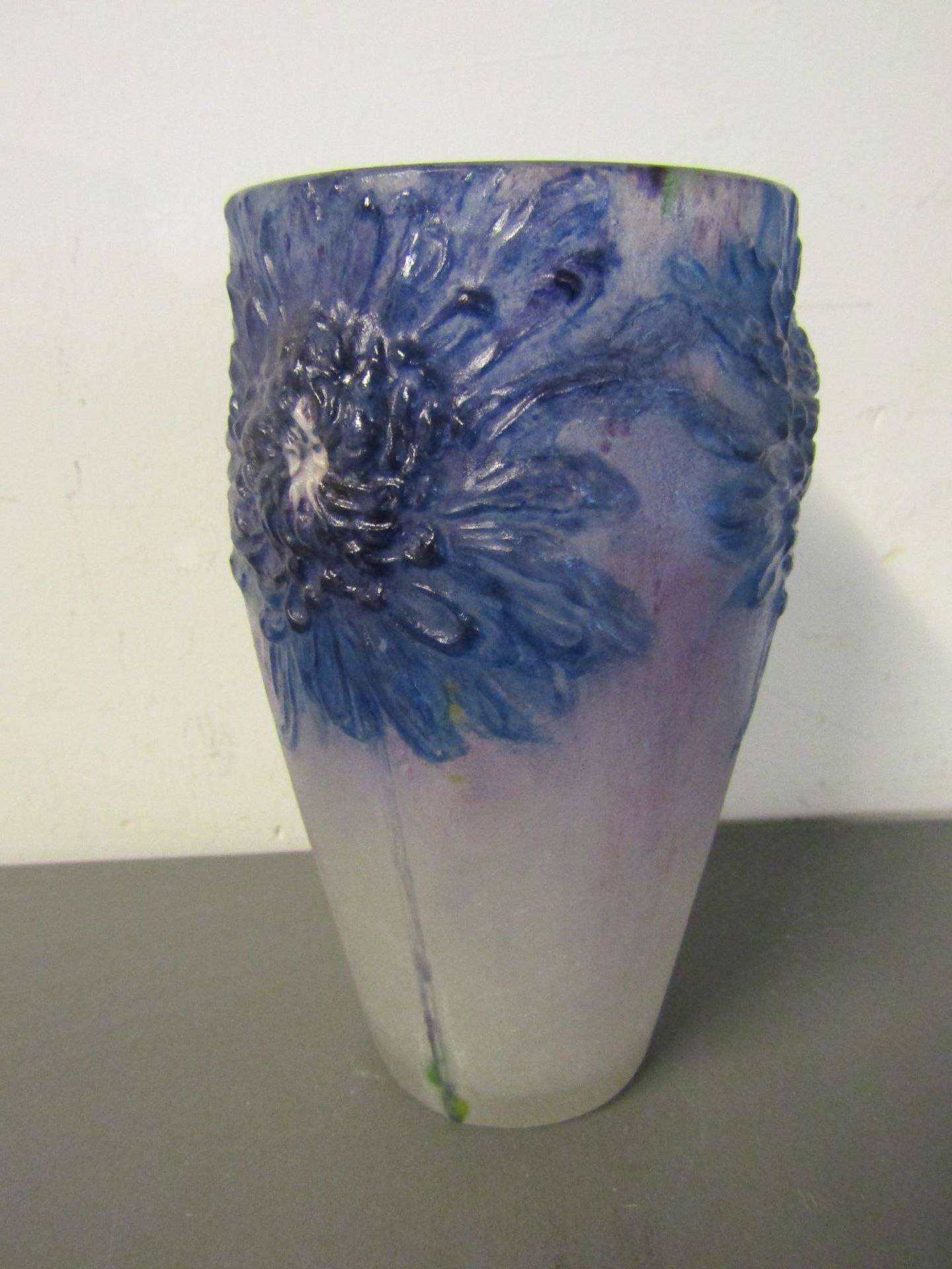 Jugendstilvase, Argy-Rousseau, Paris, um 1919, "Chrysanthemes", pate de verre, Glas mit rosefarbenen - Bild 3 aus 8