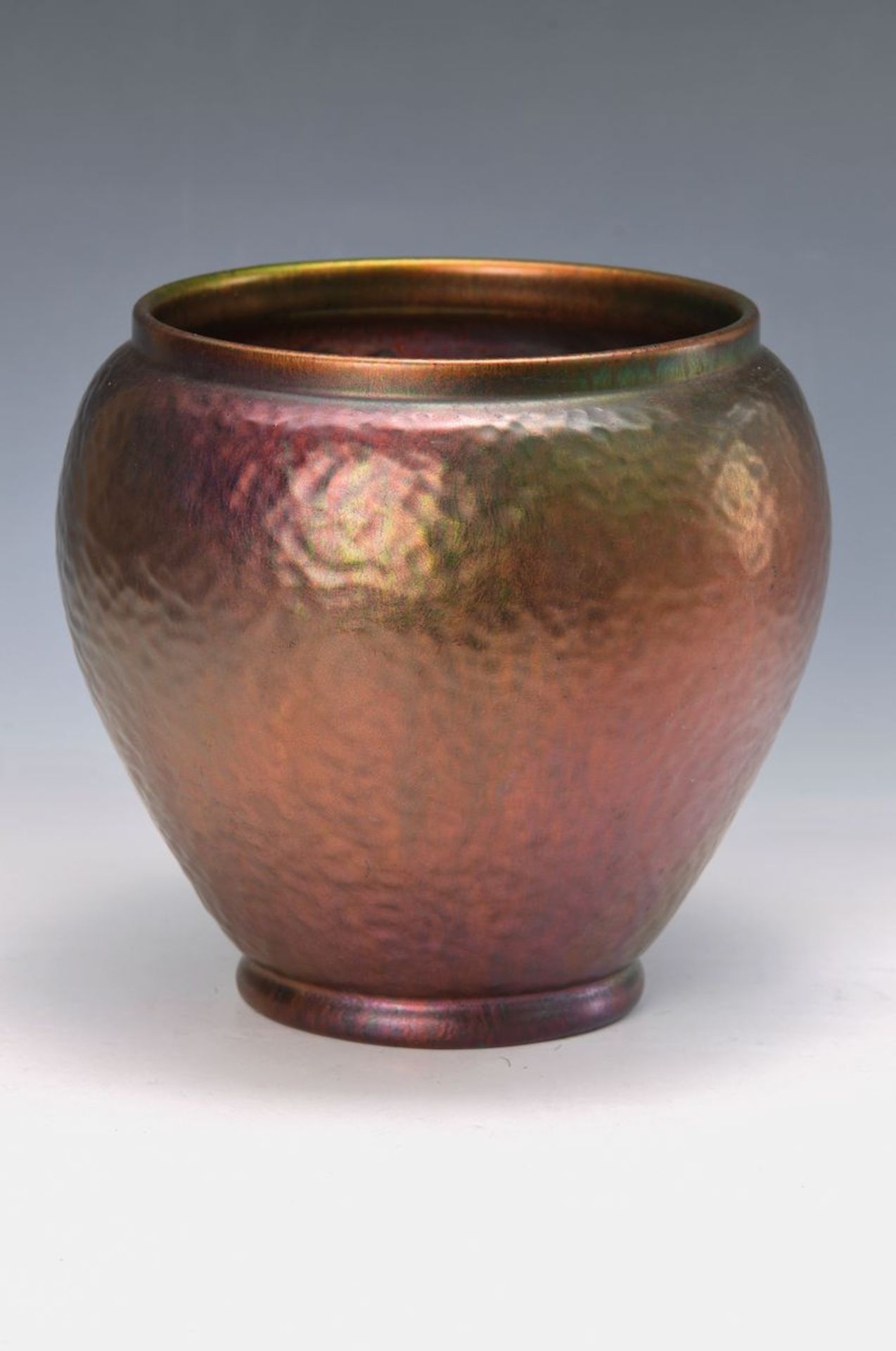 Vase, Jean Baptiste Gaziello, Vallauris, um 1910, Steingut, Lüsterglasur in rot, grün , violett