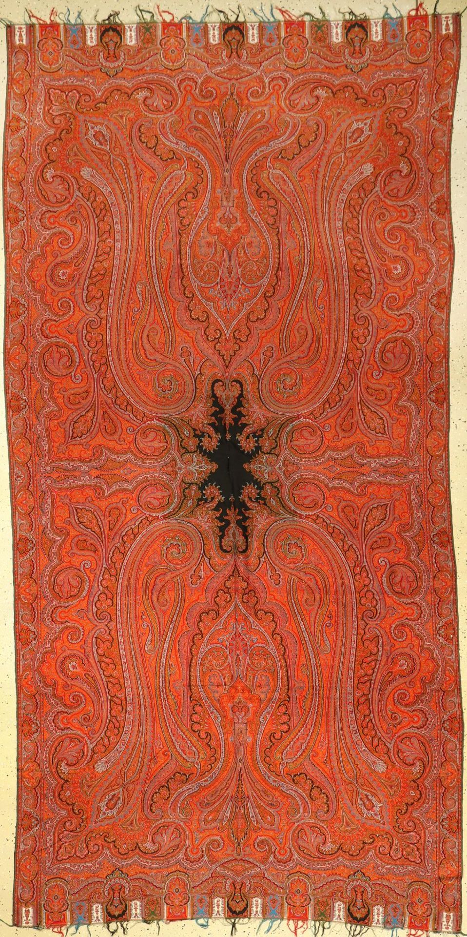 Kashmir Shawl Textil, Indien, Maschinell, ca. 40 Jahre, Wolle, ca. 318 x 158 cm, EHZ: 2Kashmir Shawl