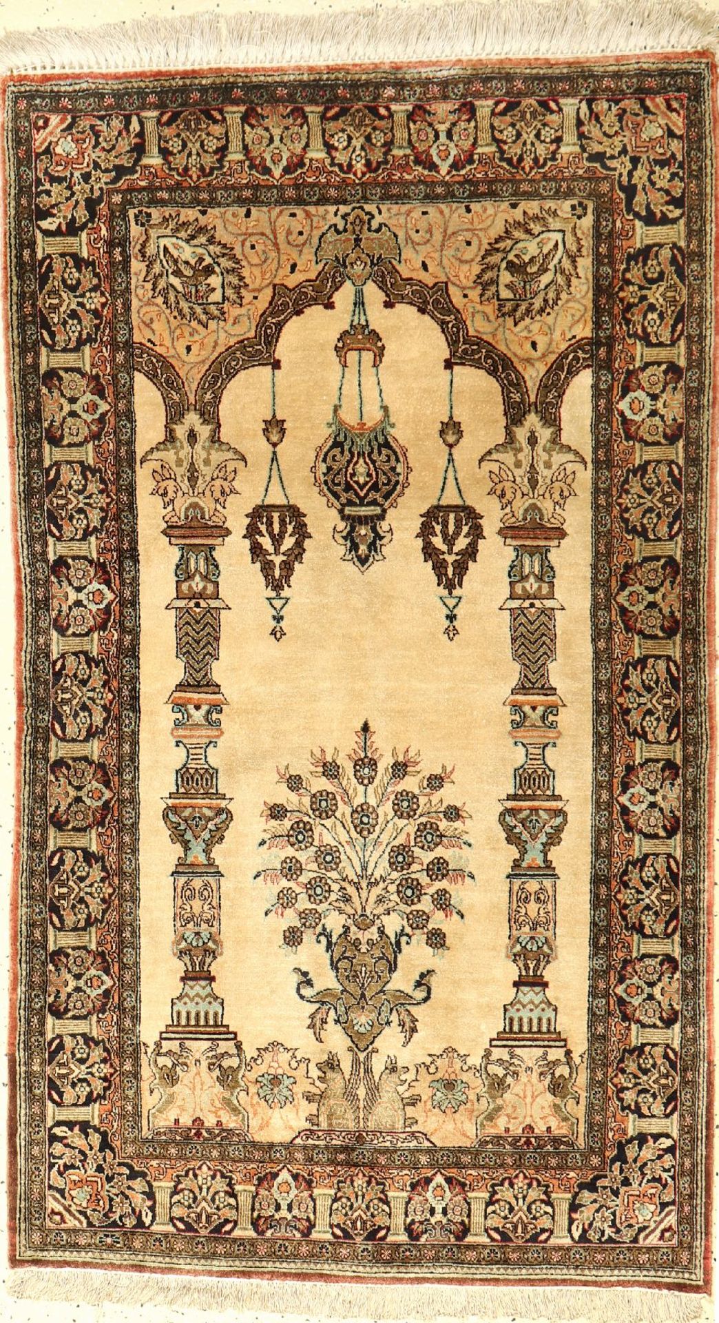 Ghom Seide, Persien, ca. 50 Jahre, reine Naturseide, ca. 134 x 78 cm, EHZ: 2Silk Qum Rug, Persia,
