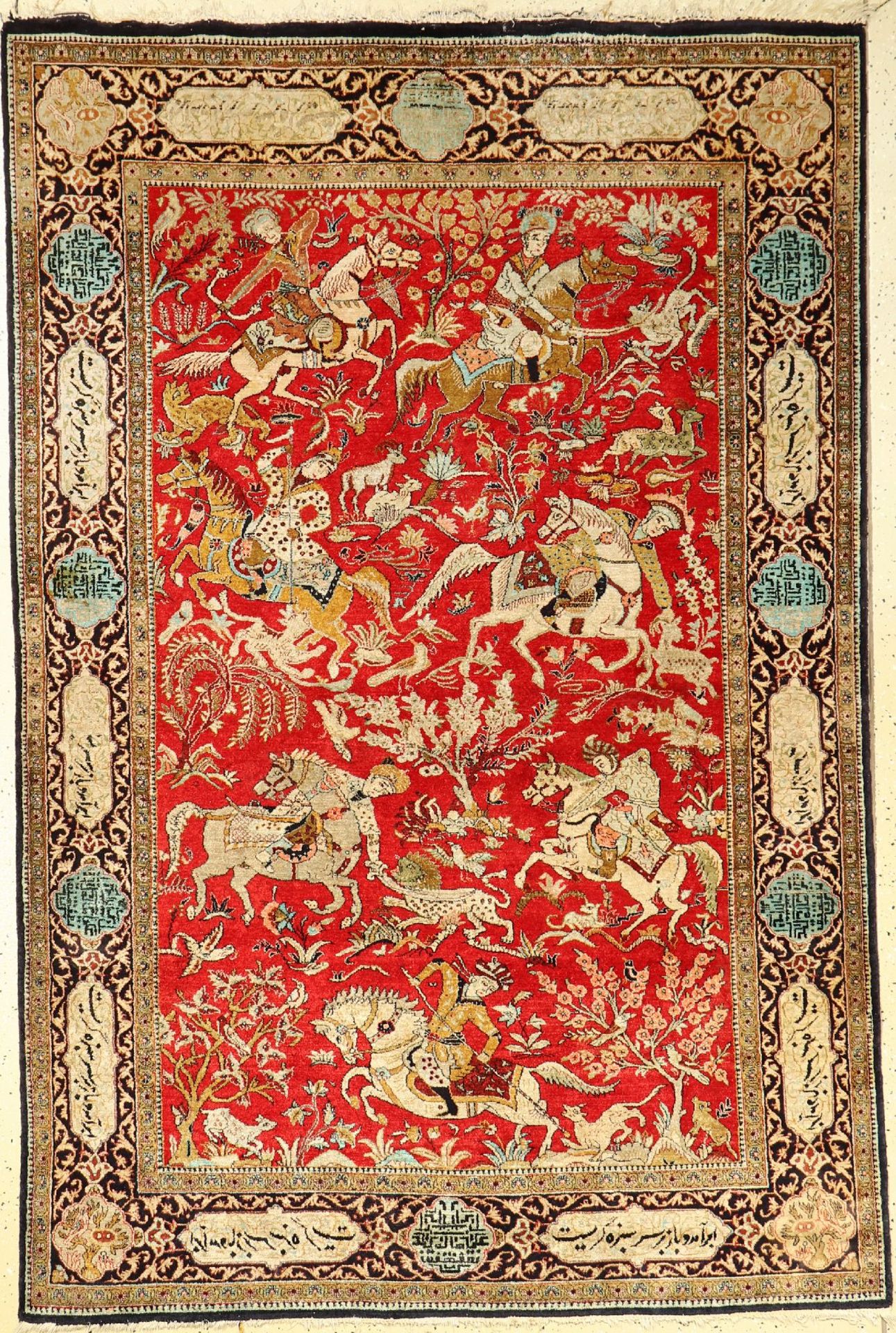 Ghom Seide, Persien, ca. 50 Jahre, reine Naturseide, ca. 203 x 136 cm, EHZ: 2-3 (eine Stelle