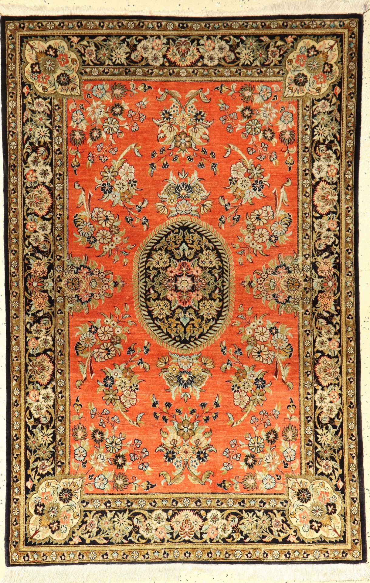 Ghom Seide, Persien, ca. 50 Jahre, reine Naturseide, ca. 160 x 106 cm, EHZ: 2Silk Qum Rug, Persia,