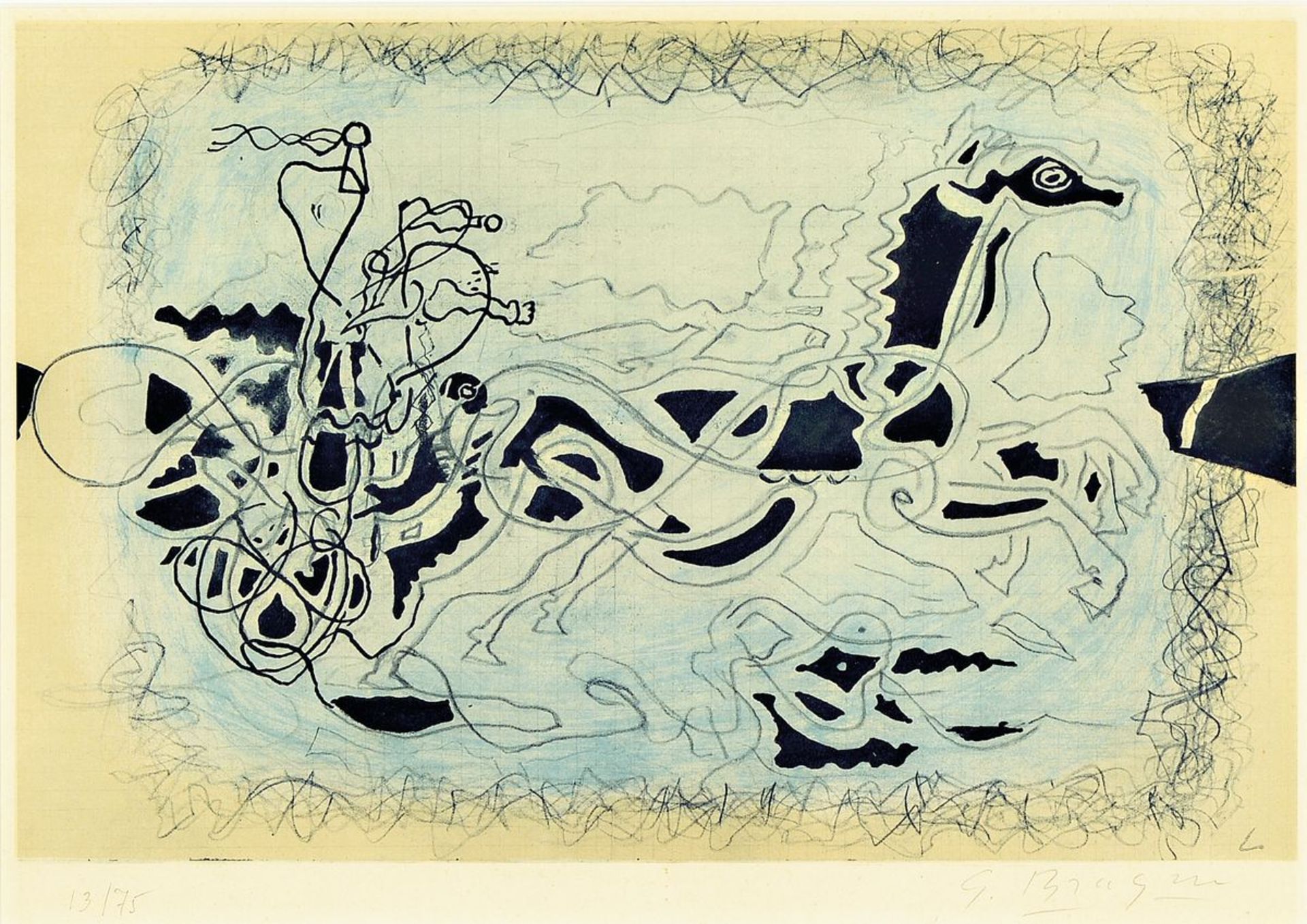 Georges Braque, 1882-1963, Ohne Titel, Farboffset, handsigniert und num. 13/75, ca. 22.5x34.3cm, PP,