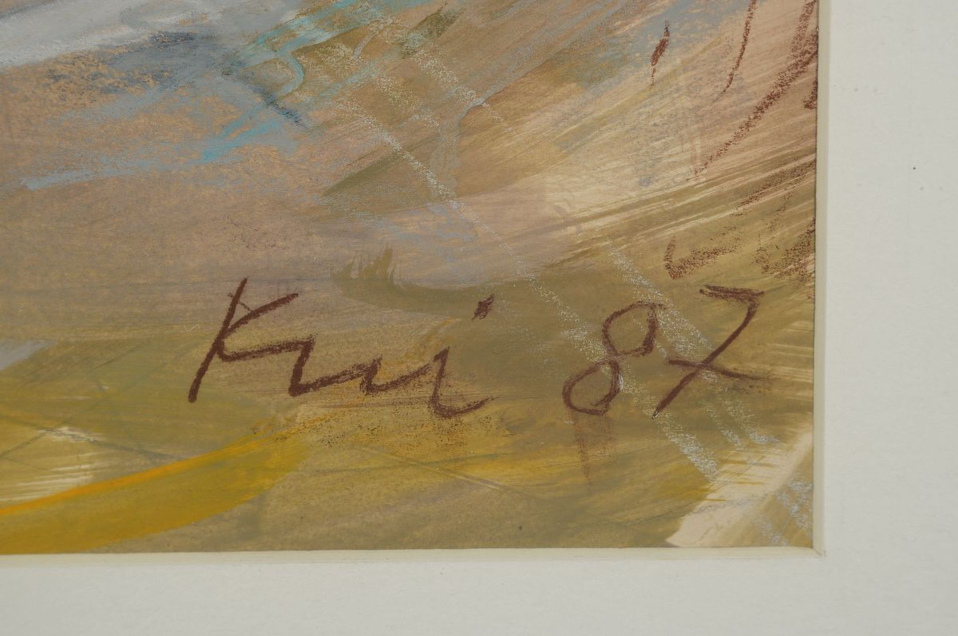 Kui, geb. 1946, abstrakte Farbkomposition, Acryl/Papier, sign., dat. 87, unter Glas gerahmt, - Bild 2 aus 2
