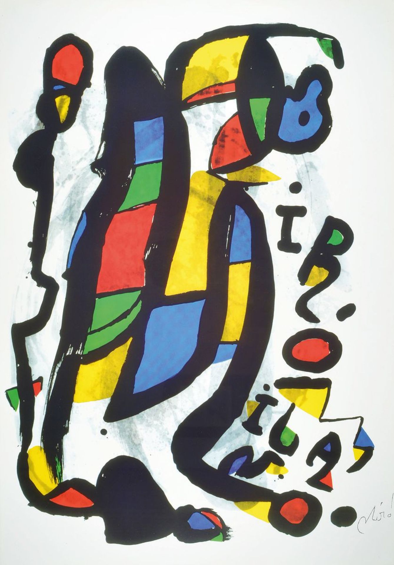 Joan Miro, 1893-1983, Offset-Lithographie, re. u. sign., unter Glas gerahmt, gesamt ca. 107x77