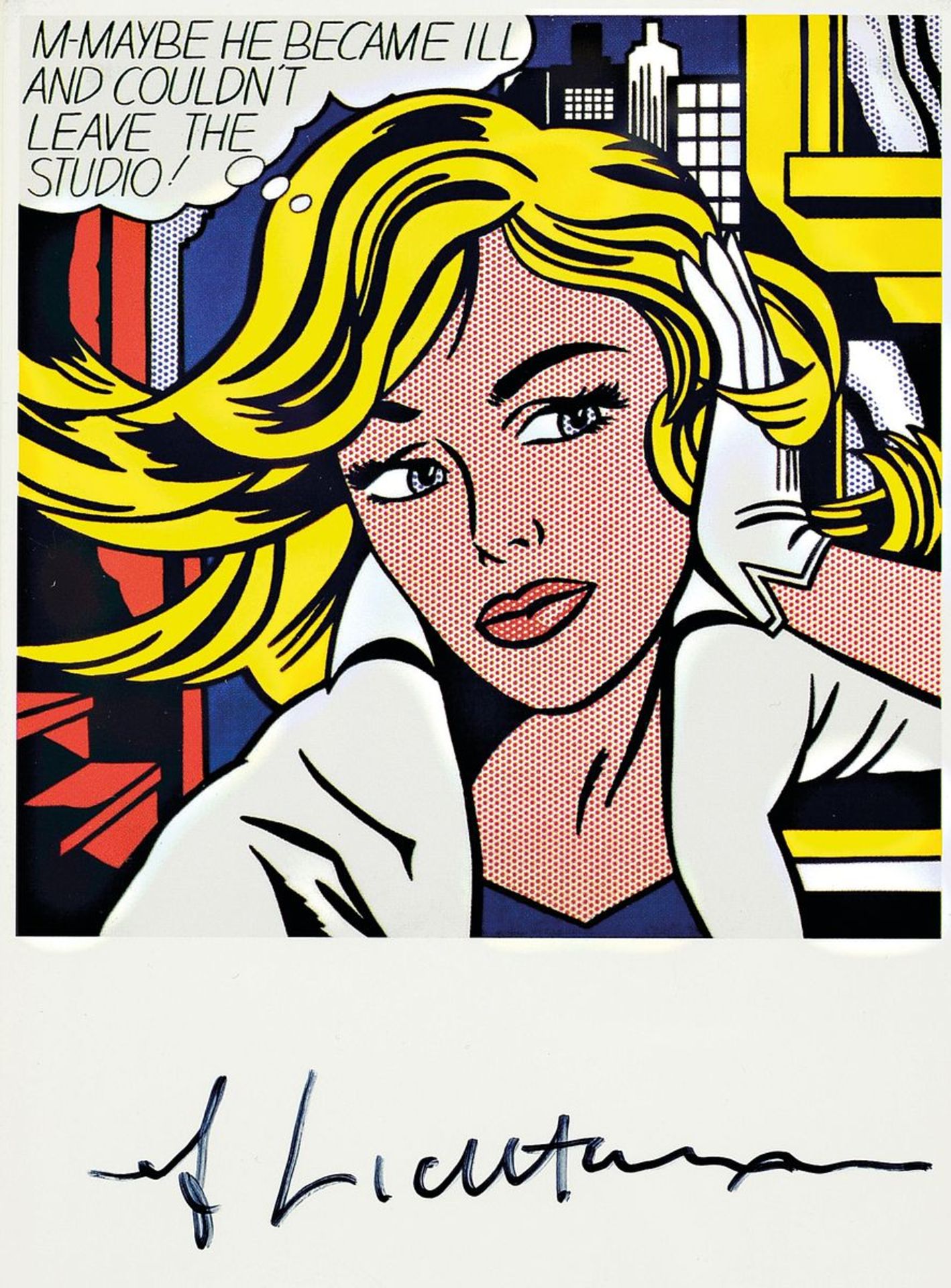 Roy Lichtenstein, 1923-1997, "M-Maybe He Became ill and couldn't Leave the Studio!"