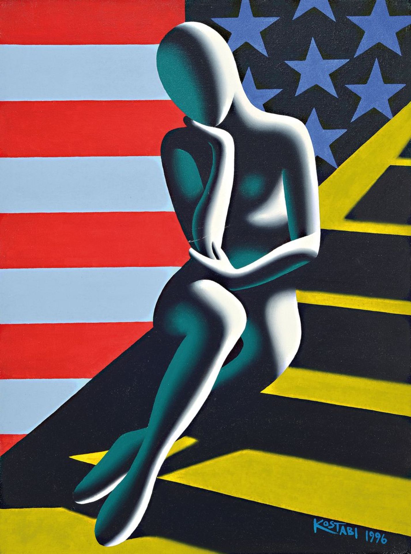 Mark Kostabi, geb. 1960, Upwardly mobile amerika, Acryl auf Lwd, signiert und dat. 1996,