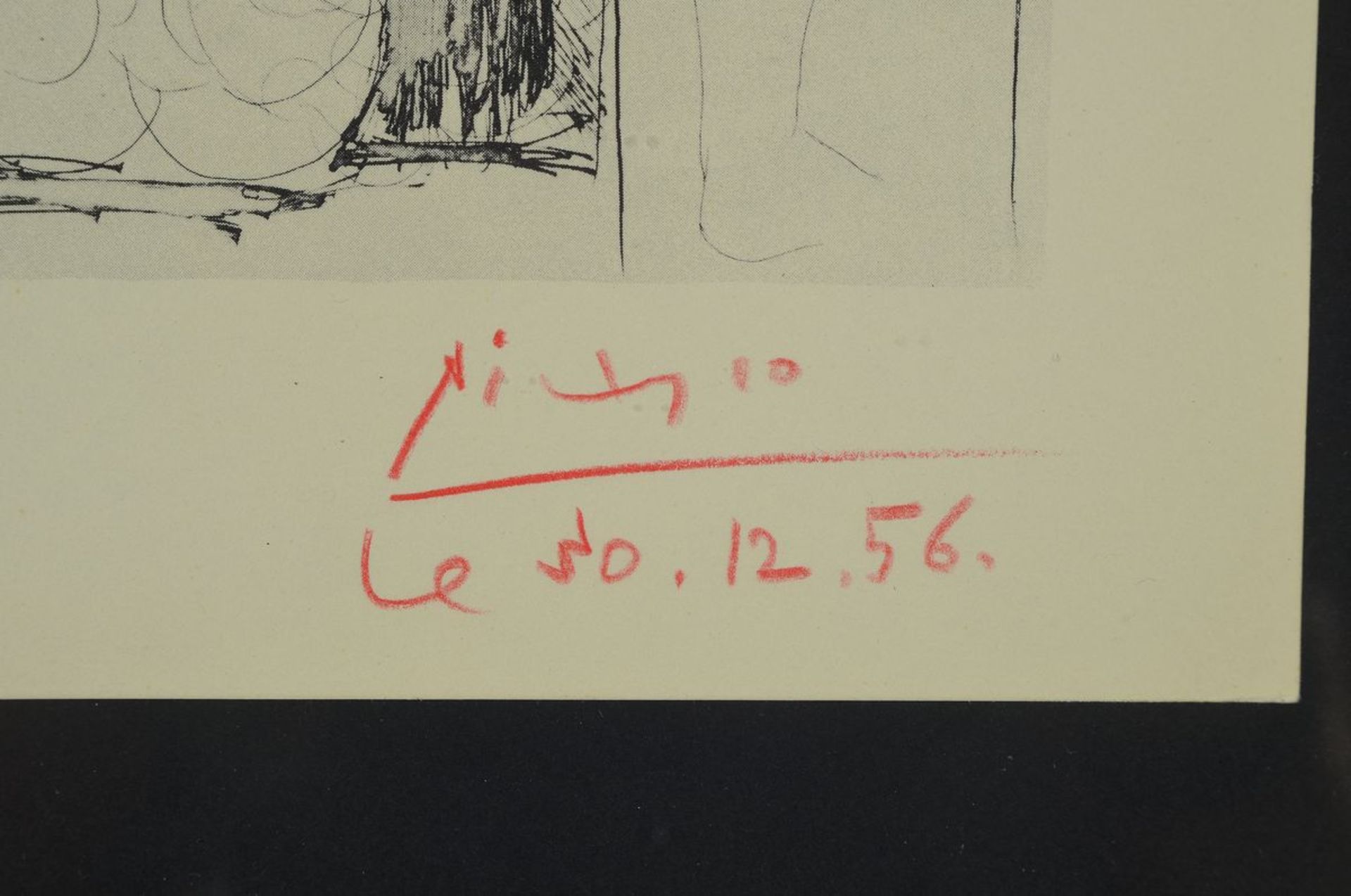 Pablo Picasso, 1881-1973, Farboffset, rechts unten mit rotem Farbstift signiert und dat. 30.12.56, - Bild 2 aus 2