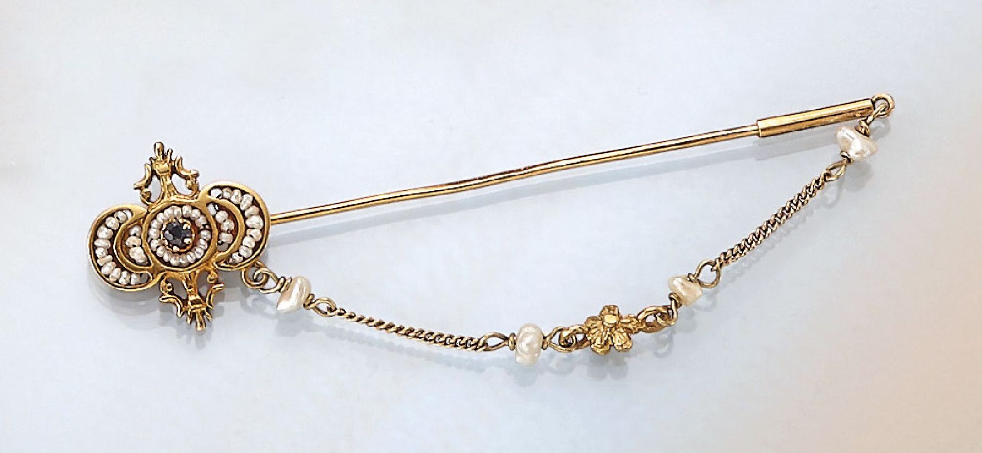 18 kt Gold Krawattennadel, wohl Frankreich um 1820, GG 750/000, feiner Guss, hervorragende
