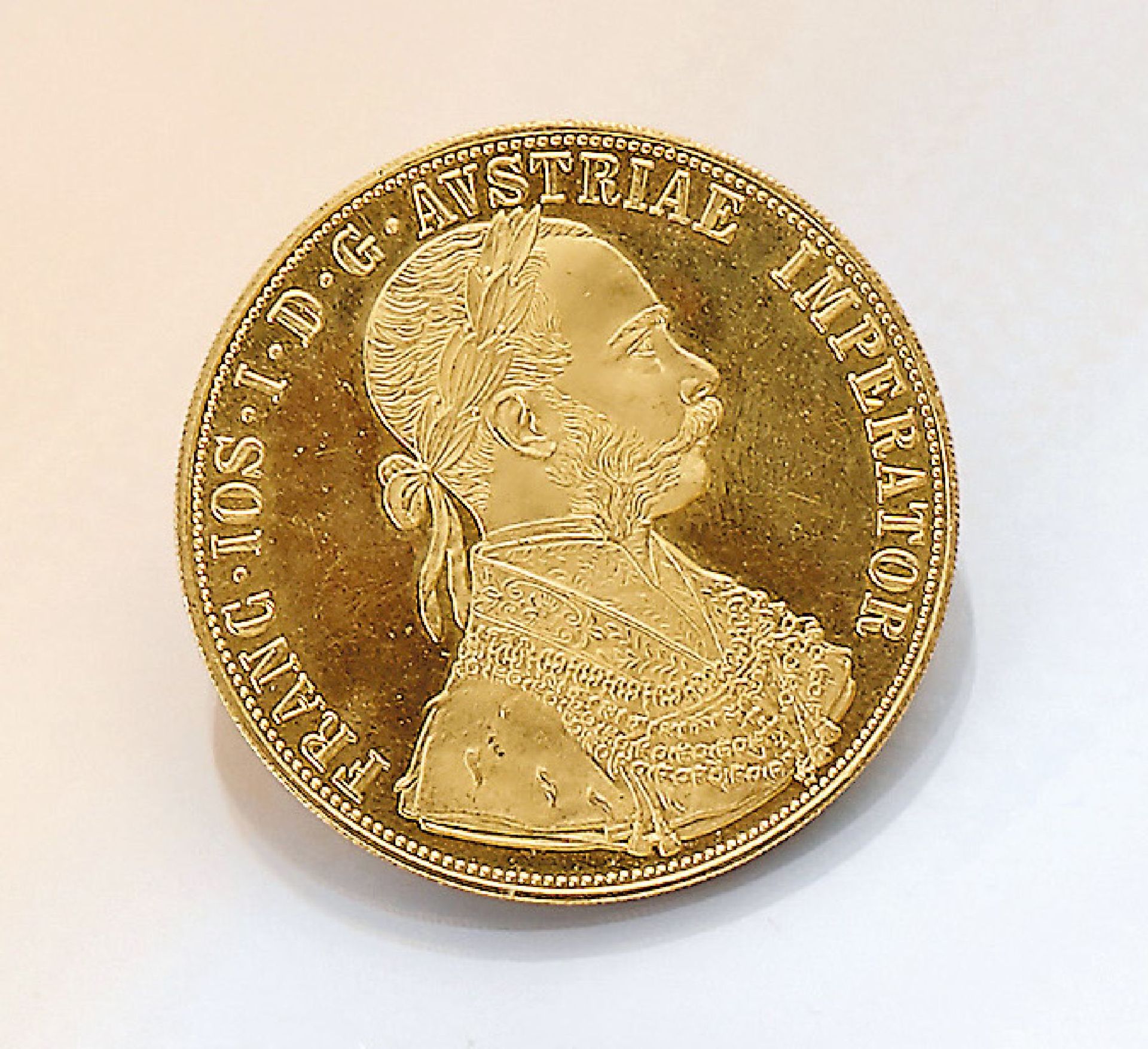 Goldmünze, 4 Dukaten, Österreich-Ungarn, 1915, Franz Joseph I., offizielle NachprägungGold coin, 4